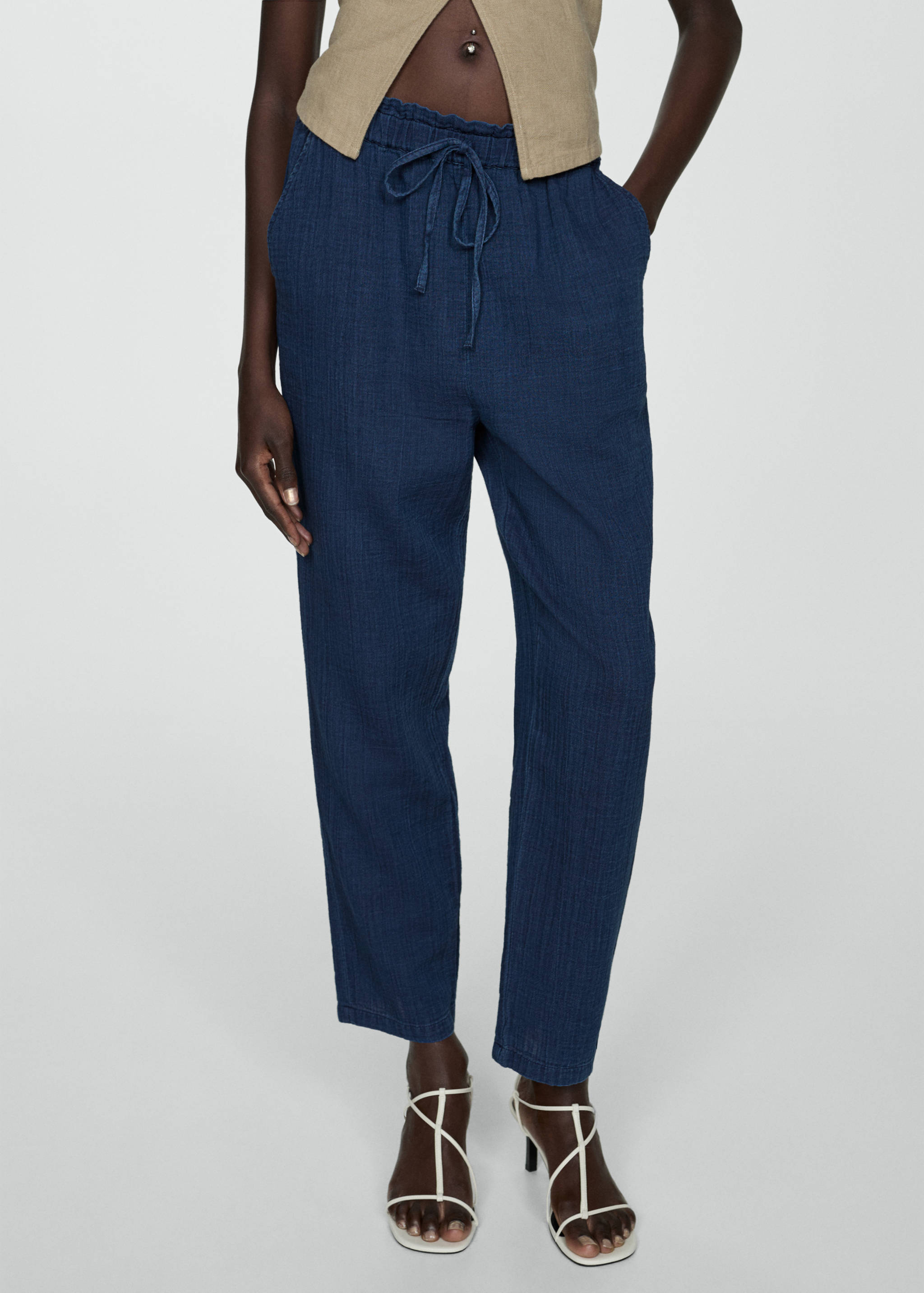 Elastic waist cotton trousers - Medium plane