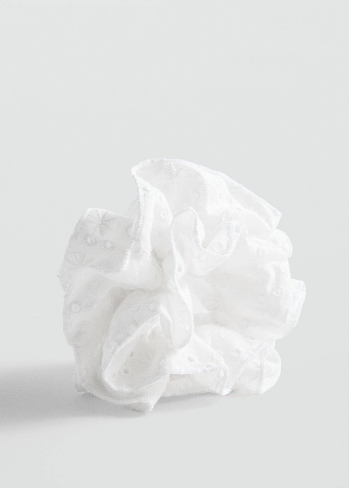 Embroidered maxi-scrunchie — White