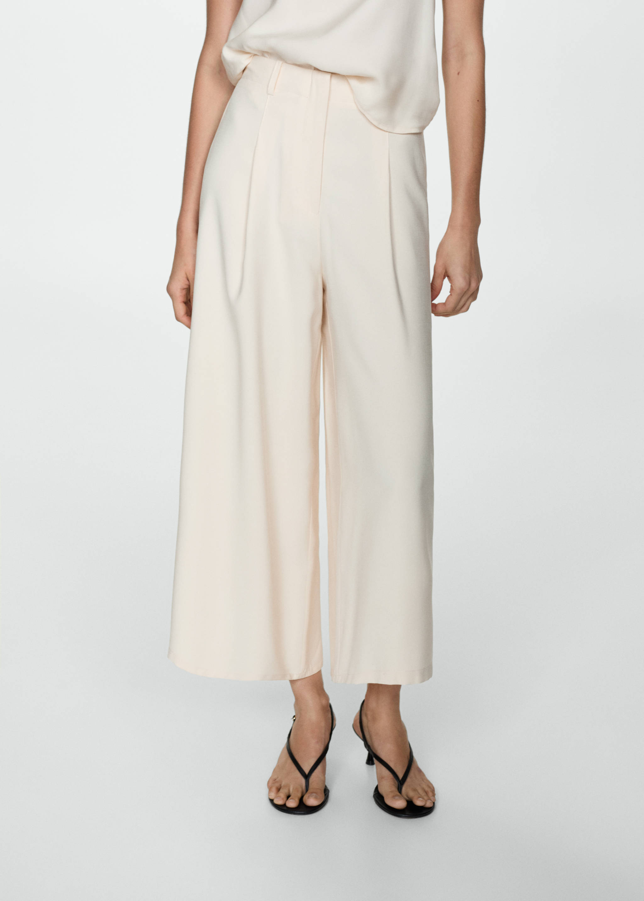 Wide leg trousers with elastic waist - Medium plane