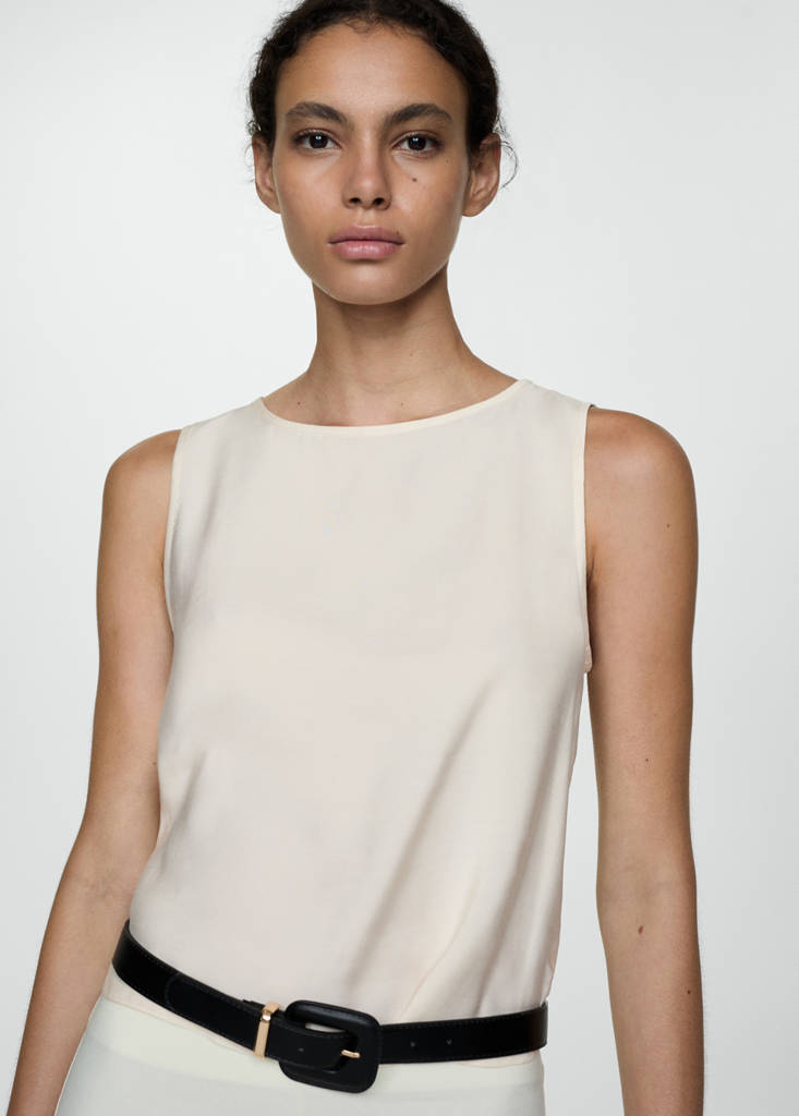 Fluid strapless top — Ecru