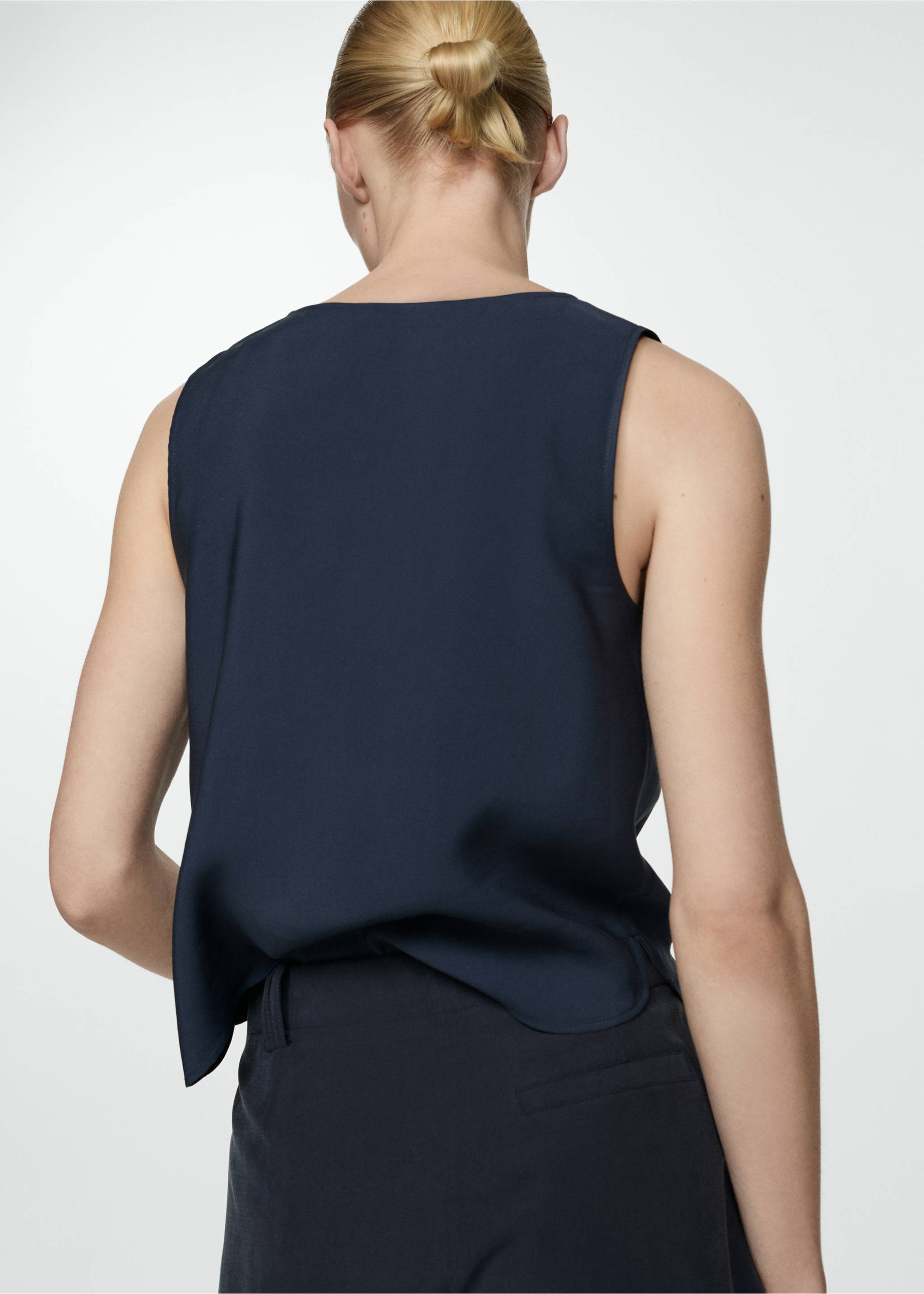 Fluid strapless top - Reverse of the article, Dark Navy. Ref: 77050281-00.