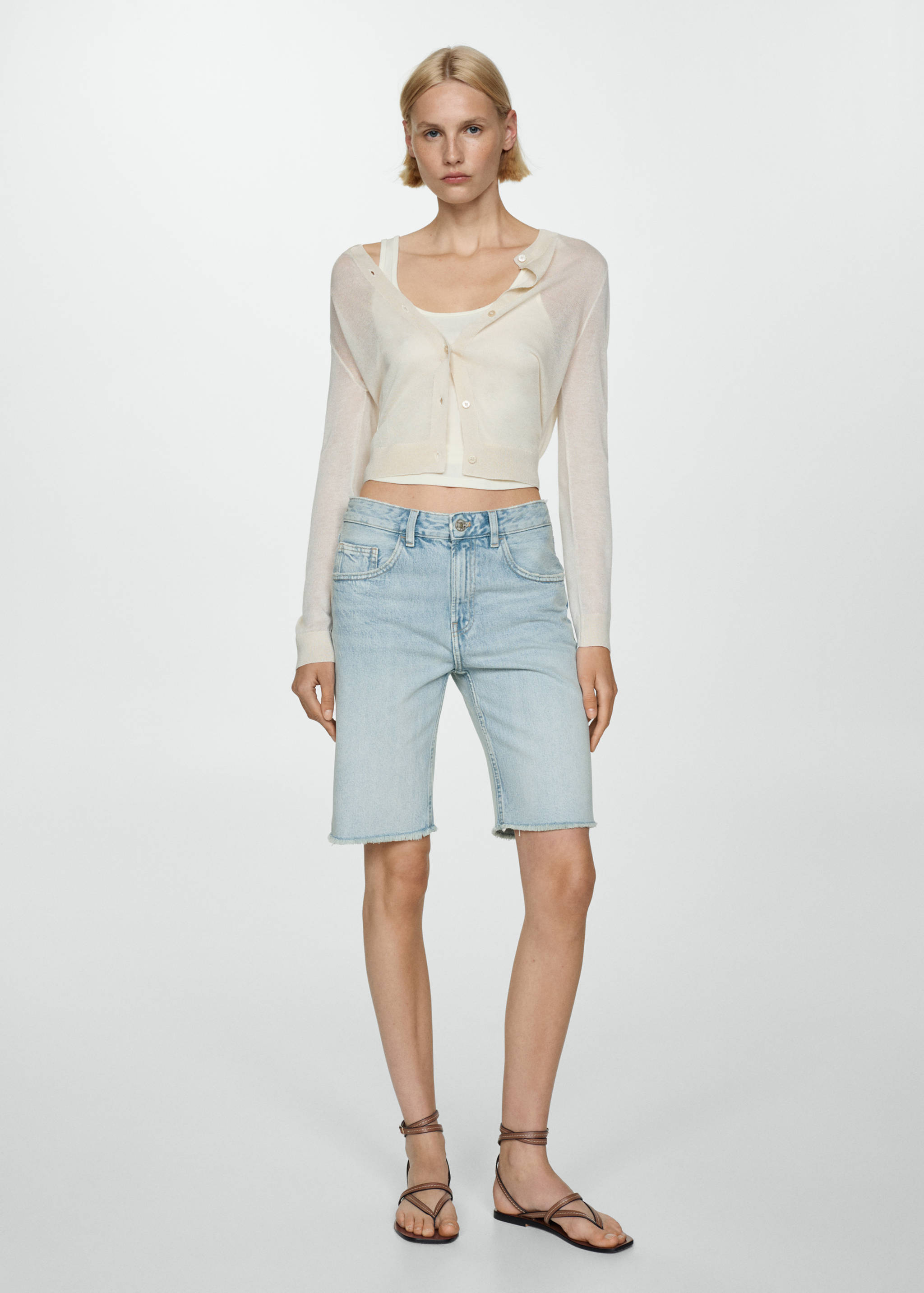 Straight-fit denim bermuda shorts - General plane