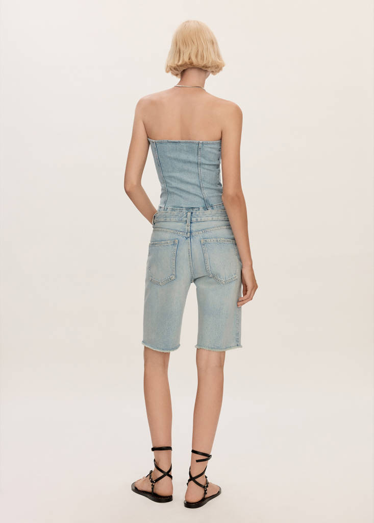 Straight-fit denim bermuda shorts — Light Blue