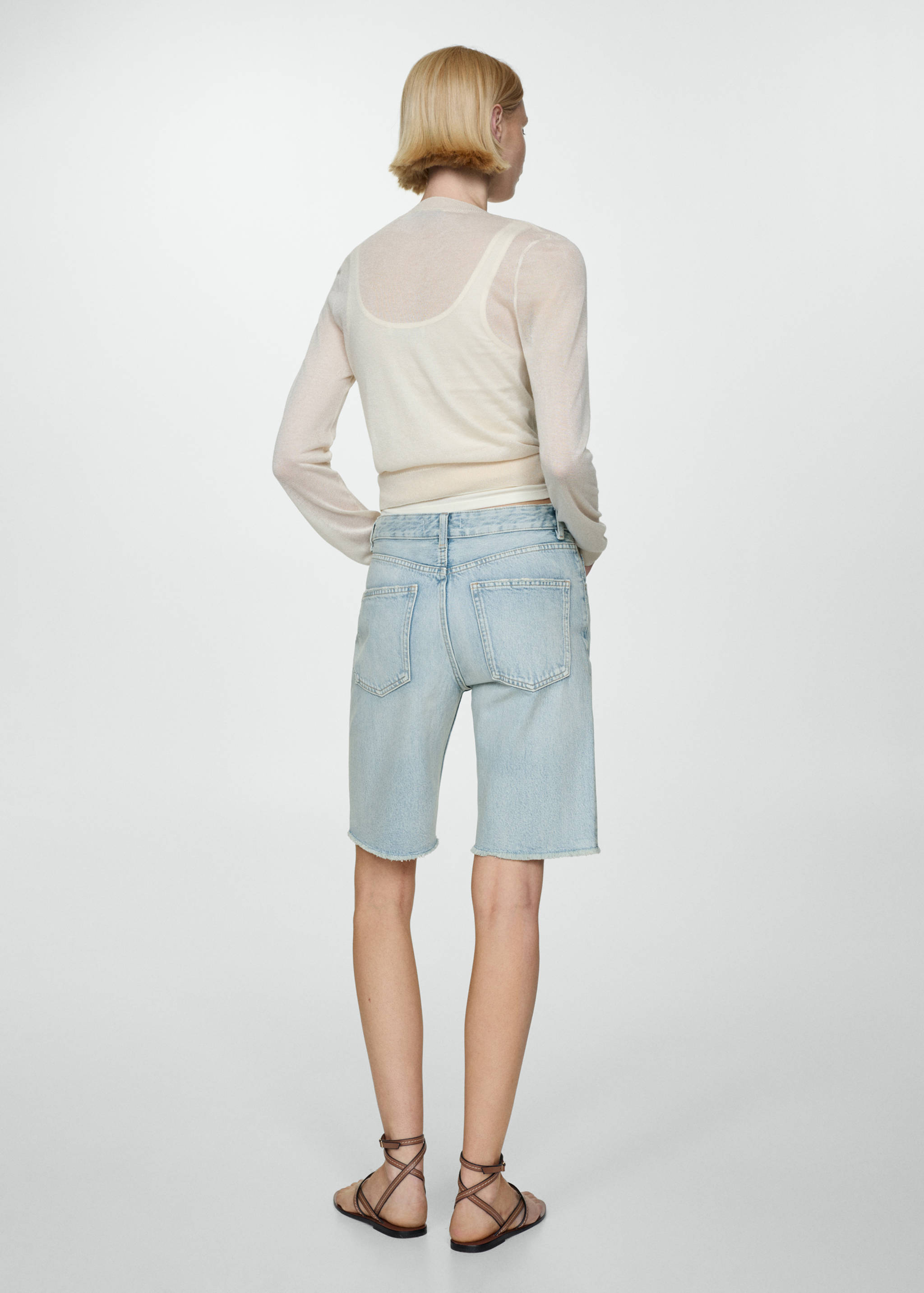 Straight-fit denim bermuda shorts - Reverse of the article
