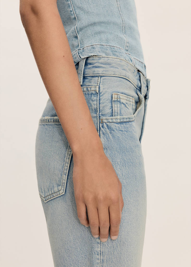 Straight-fit denim bermuda shorts — Light Blue