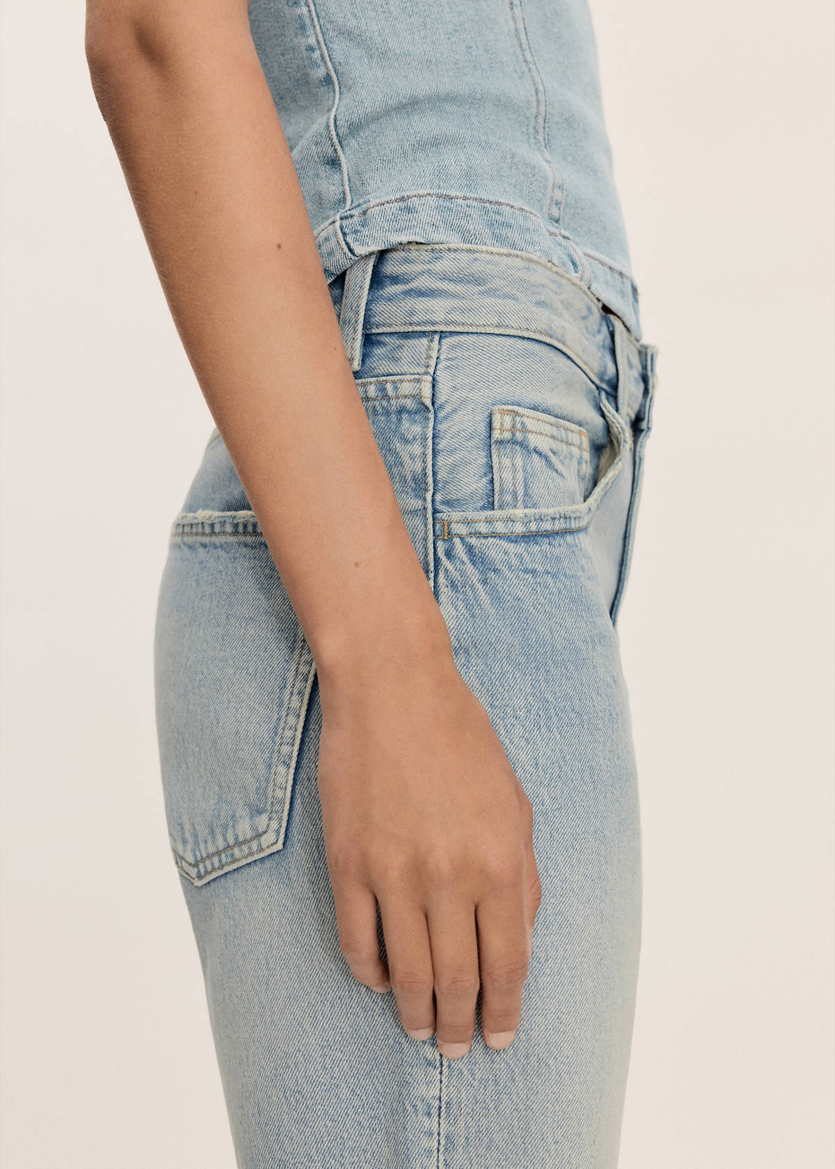 Straight-fit denim bermuda shorts — Light Blue