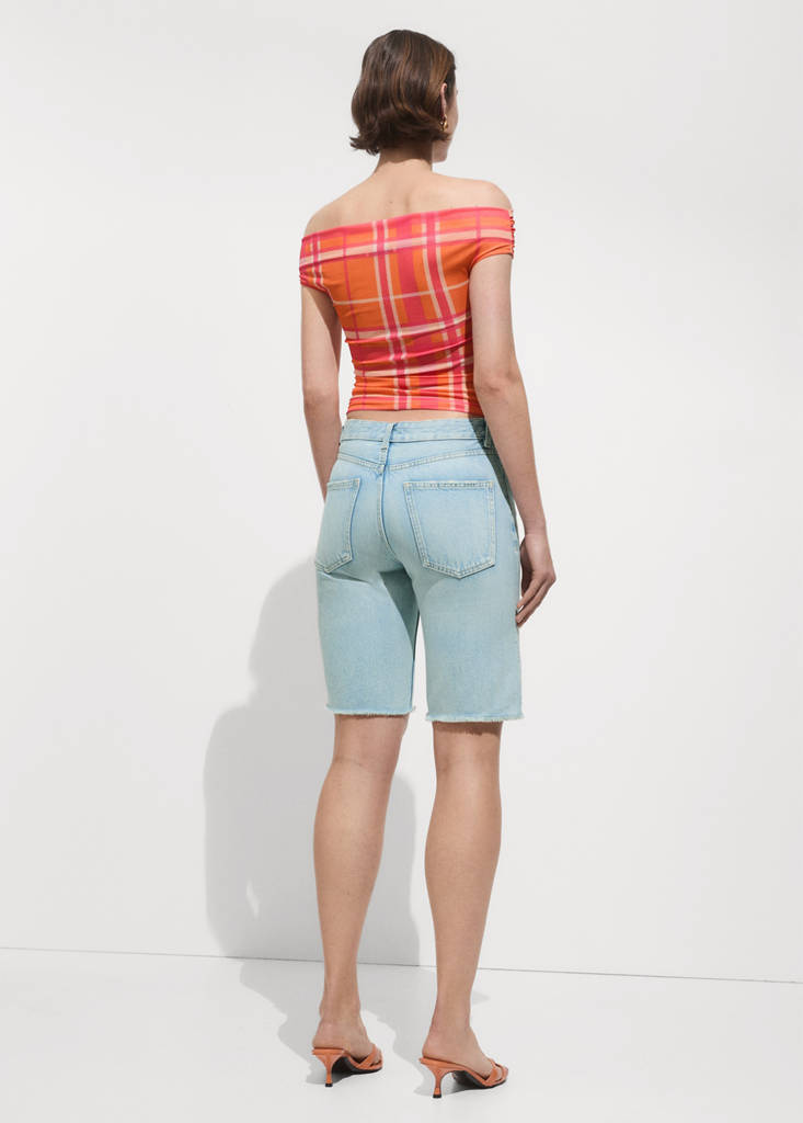 Straight-fit denim bermuda shorts — Light Blue
