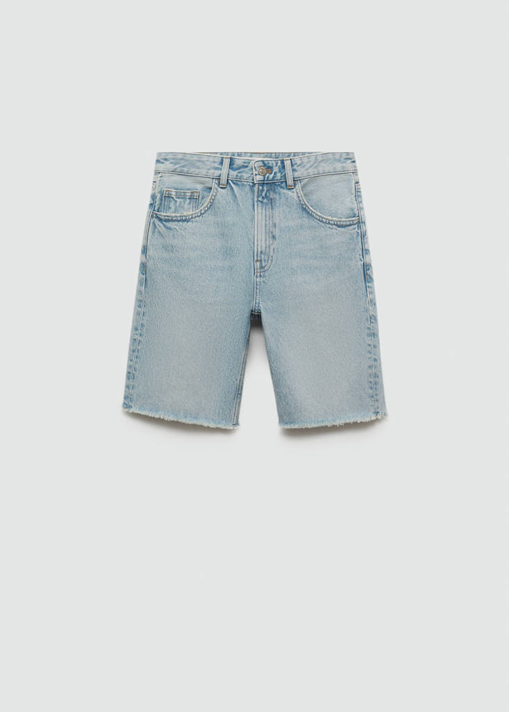 Straight-fit denim bermuda shorts — Light Blue