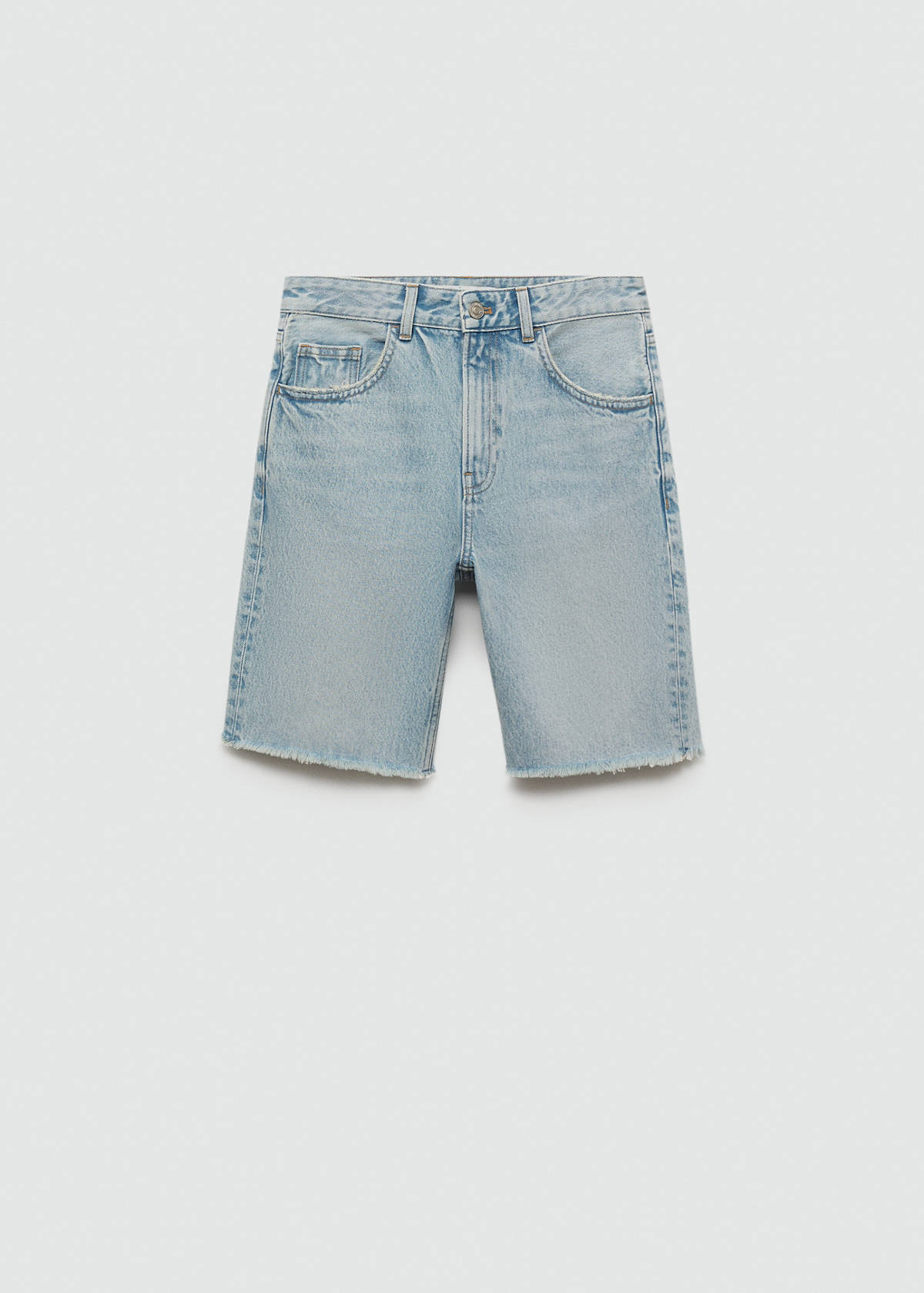 Straight-fit denim bermuda shorts — Light Blue