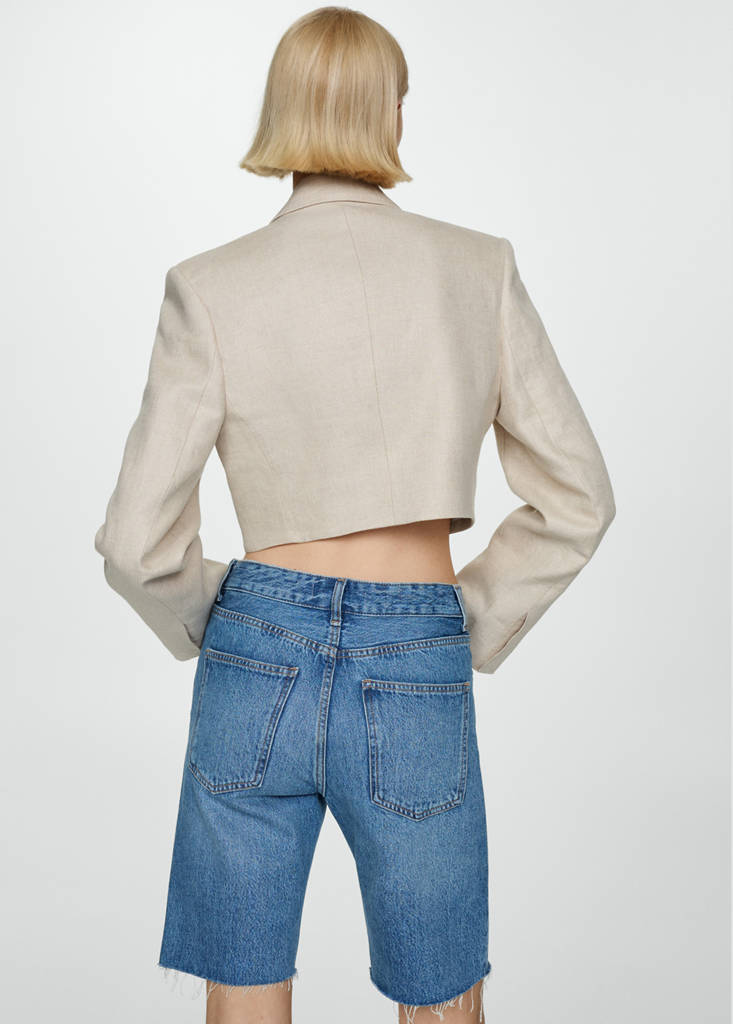 Straight-fit denim bermuda shorts — Medium Blue