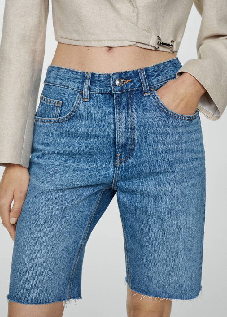 Straight-fit denim bermuda shorts — Medium Blue