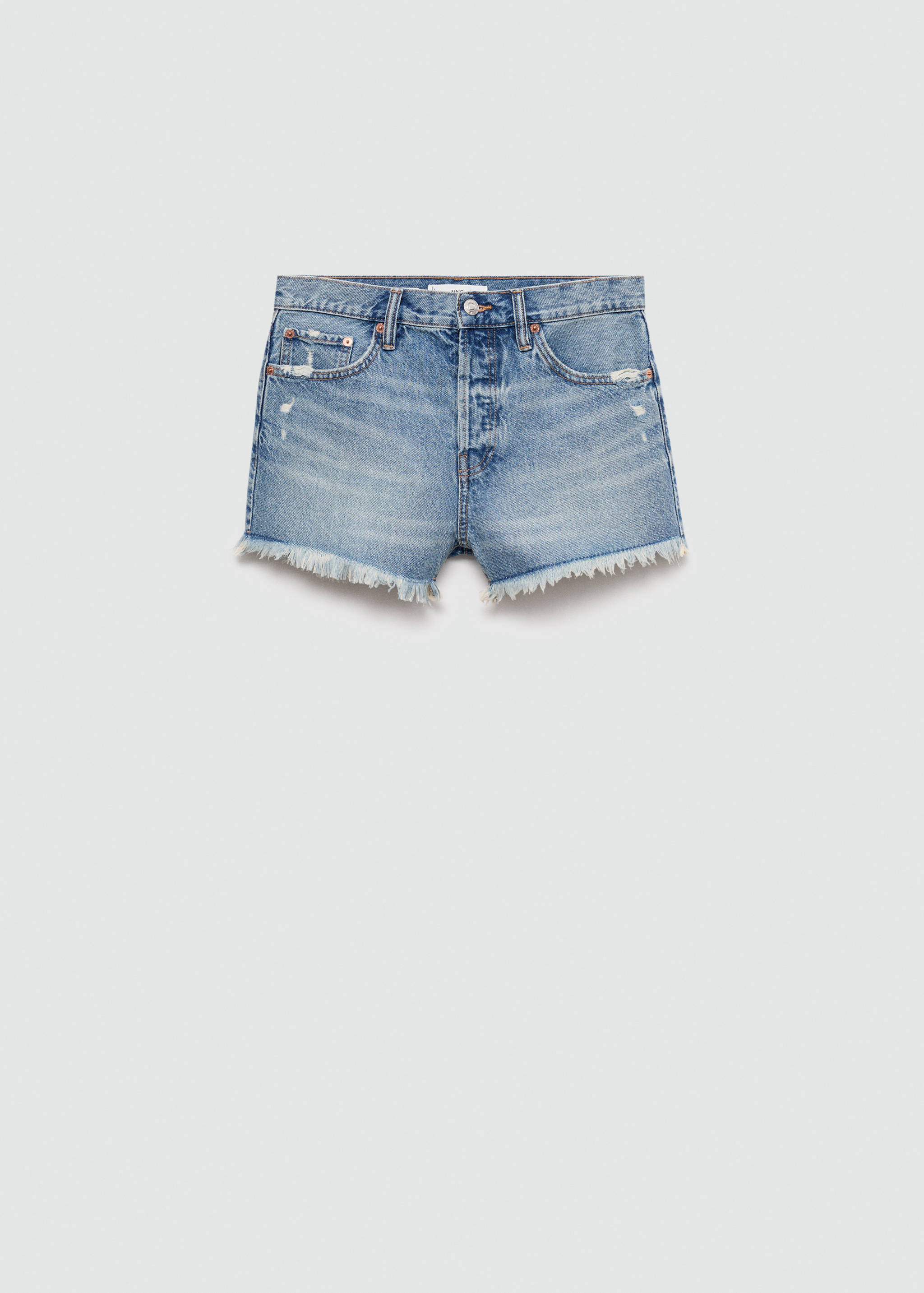 Denim shorts with frayed hem - Article without model