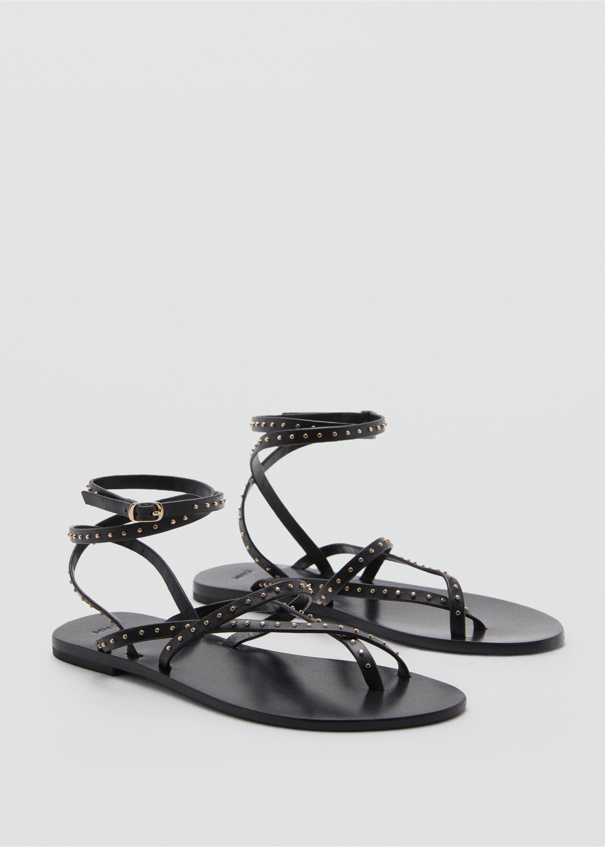 Leather straps sandals - Medium plane, Black. Ref: 77050290-00.