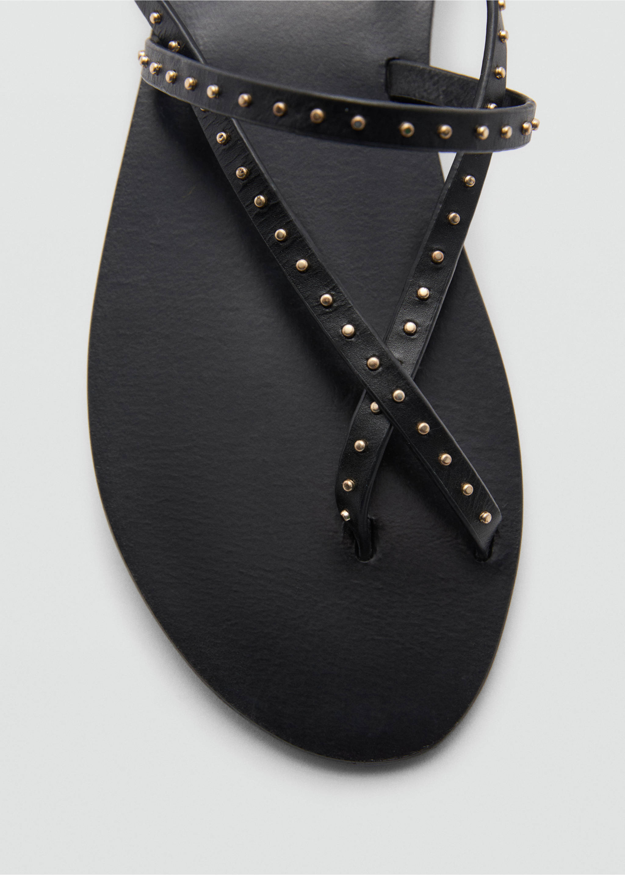 Leather straps sandals - Details of the article 1, Black. Ref: 77050290-00.