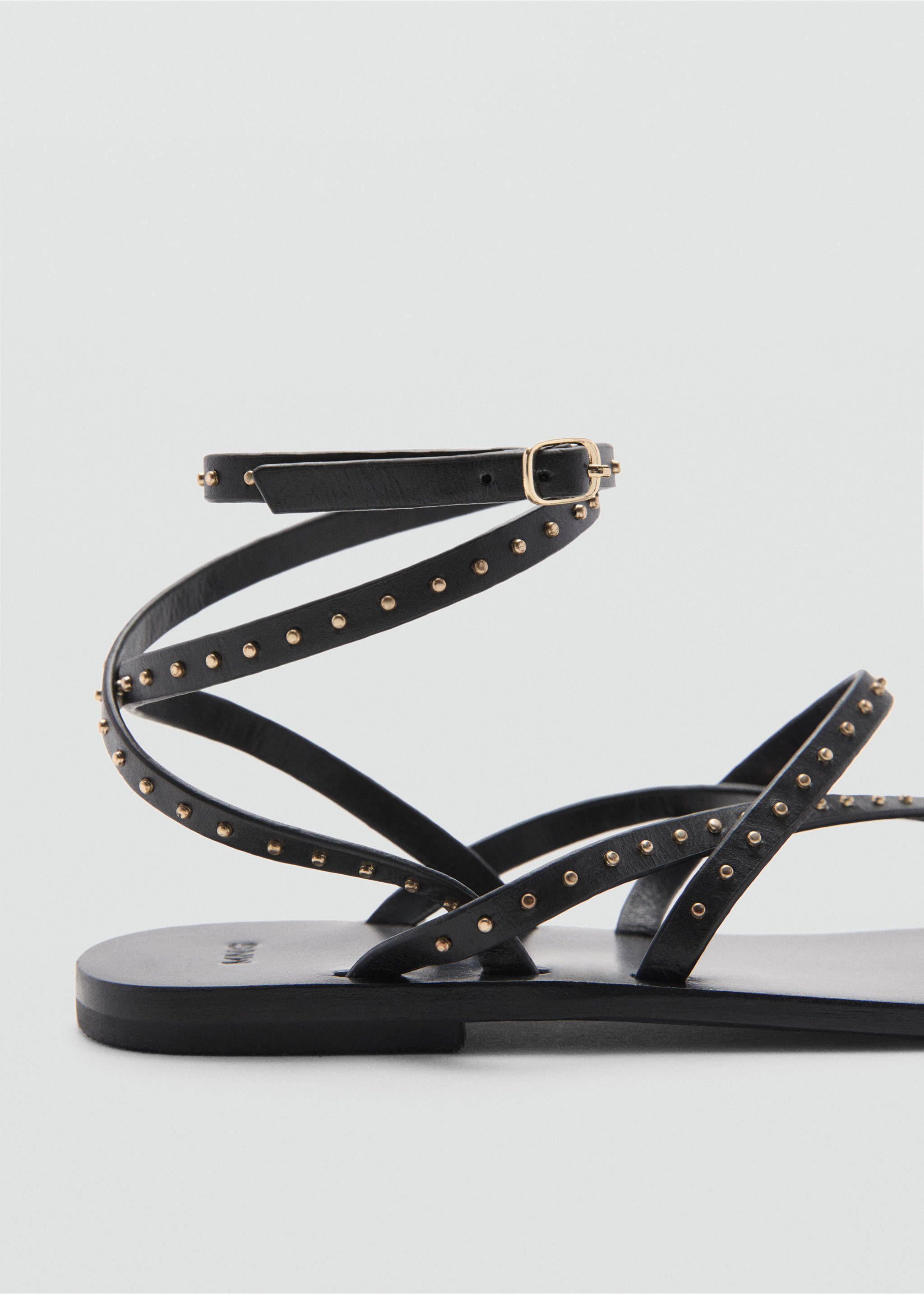 Leather straps sandals - Details of the article 2, Black. Ref: 77050290-00.