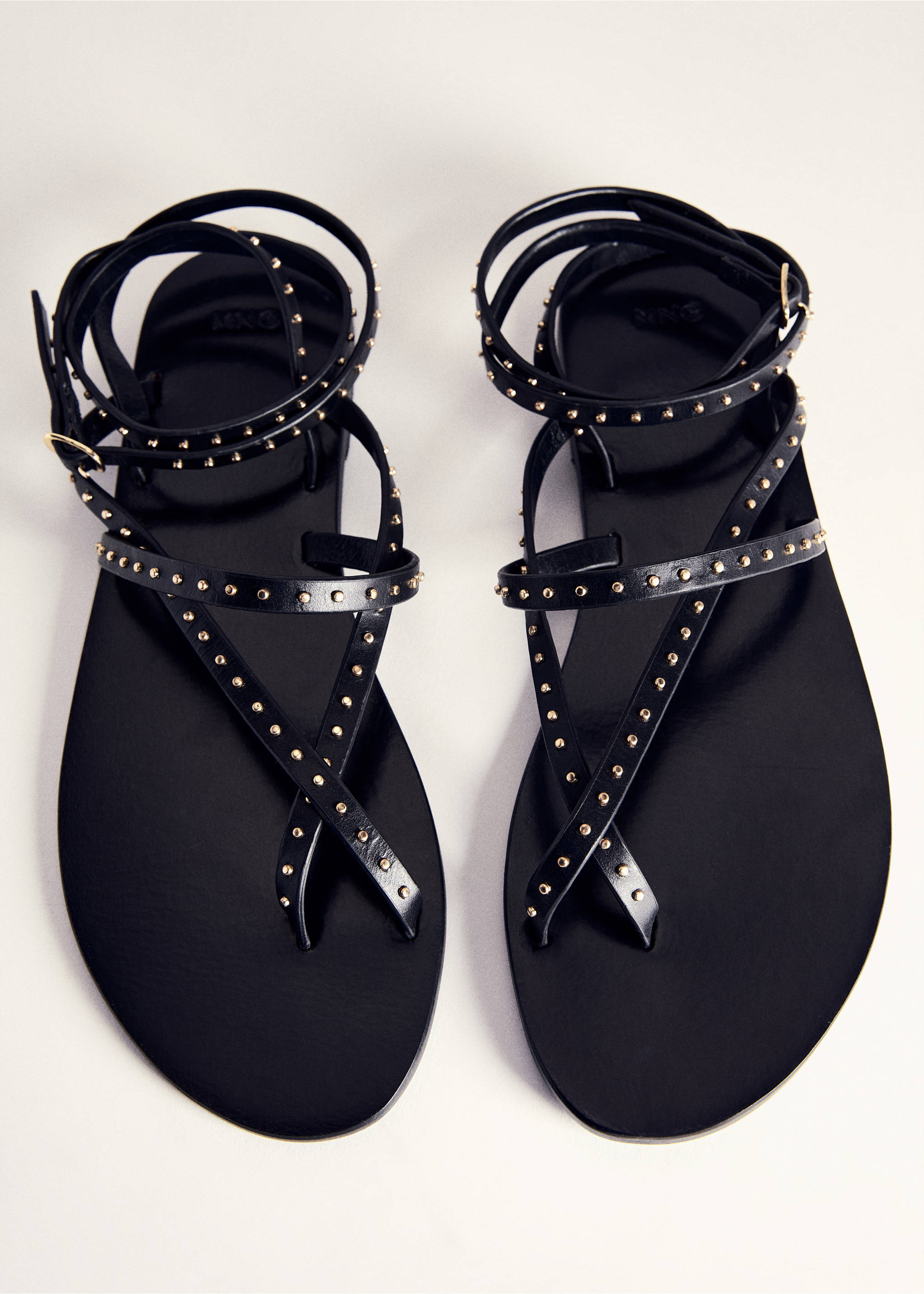 Leather straps sandals - Details of the article 5, Black. Ref: 77050290-00.