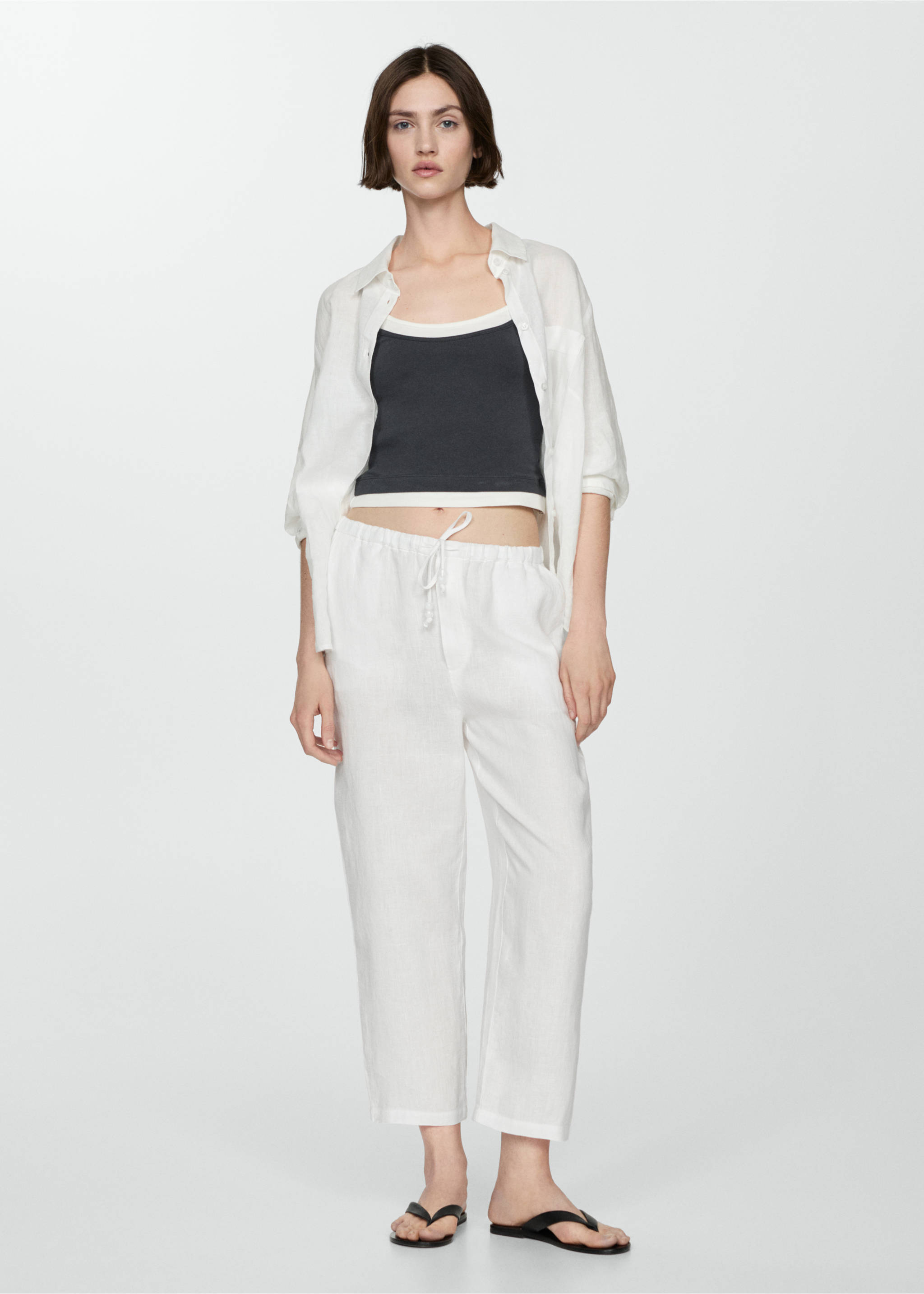 Linen jogger trousers - General plane, White. Ref: 77050332-00.