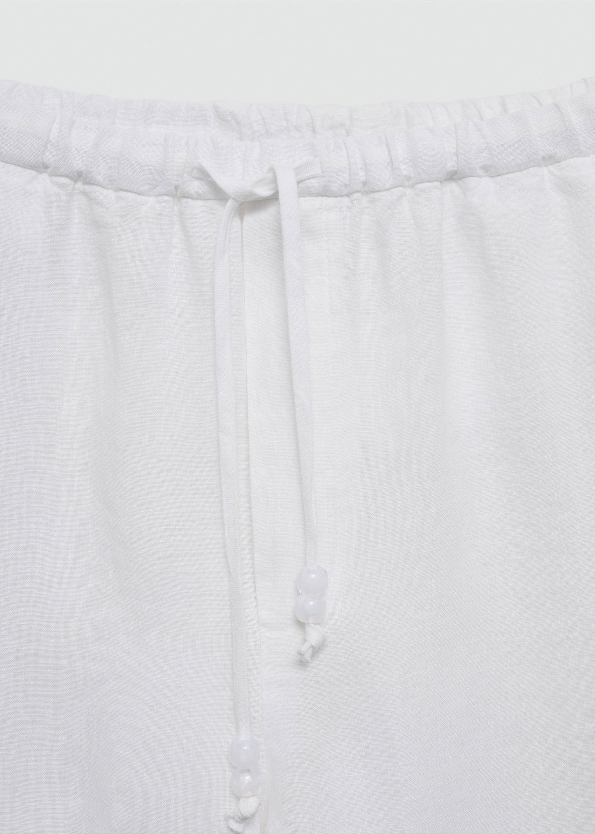 Linen jogger trousers - Details of the article 8, White. Ref: 77050332-00.