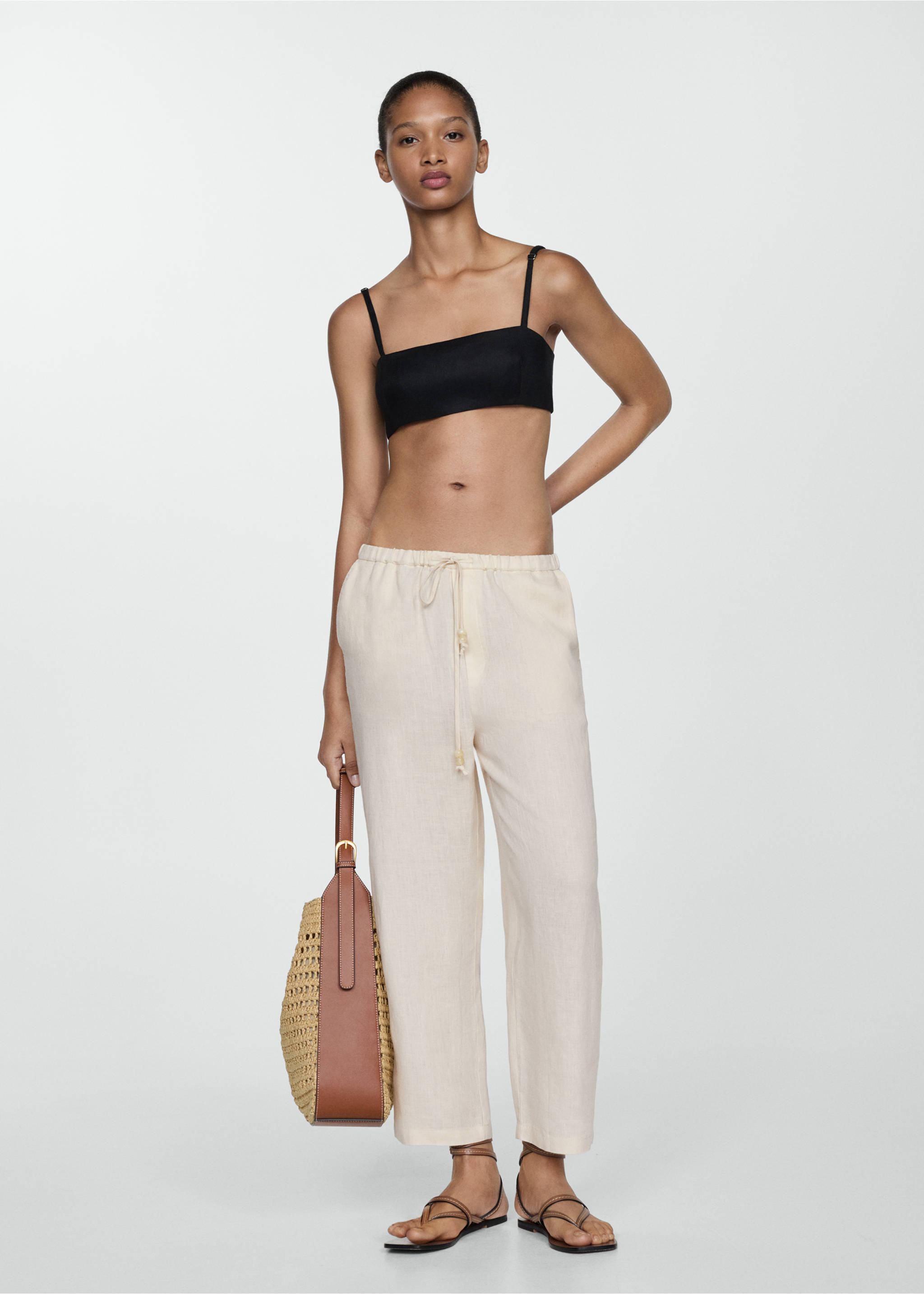 Pantalon jogging lin - Plan général, Écru. Ref: 77050332-00.