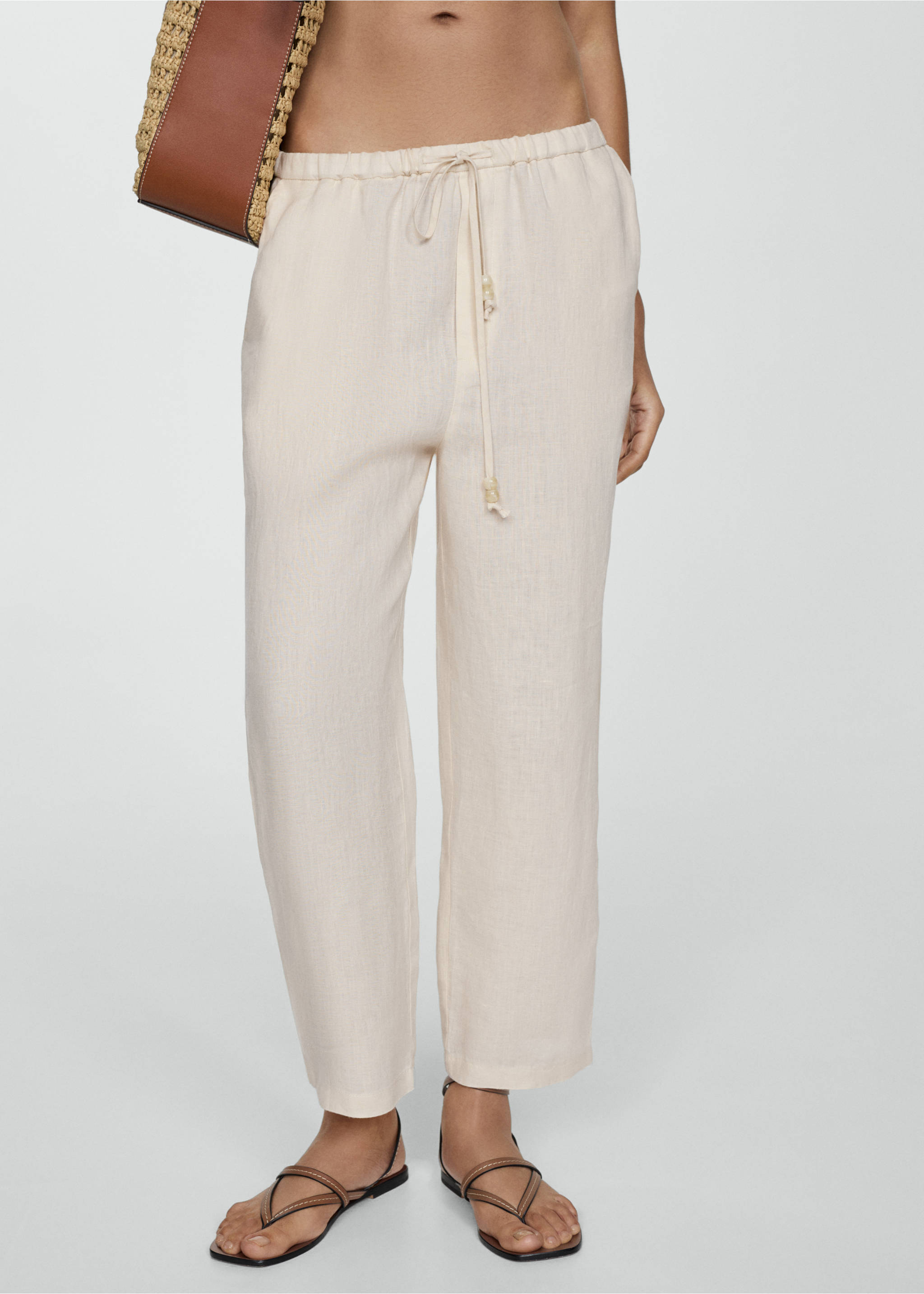 Pantalon jogging lin - Plan moyen, Écru. Ref: 77050332-00.