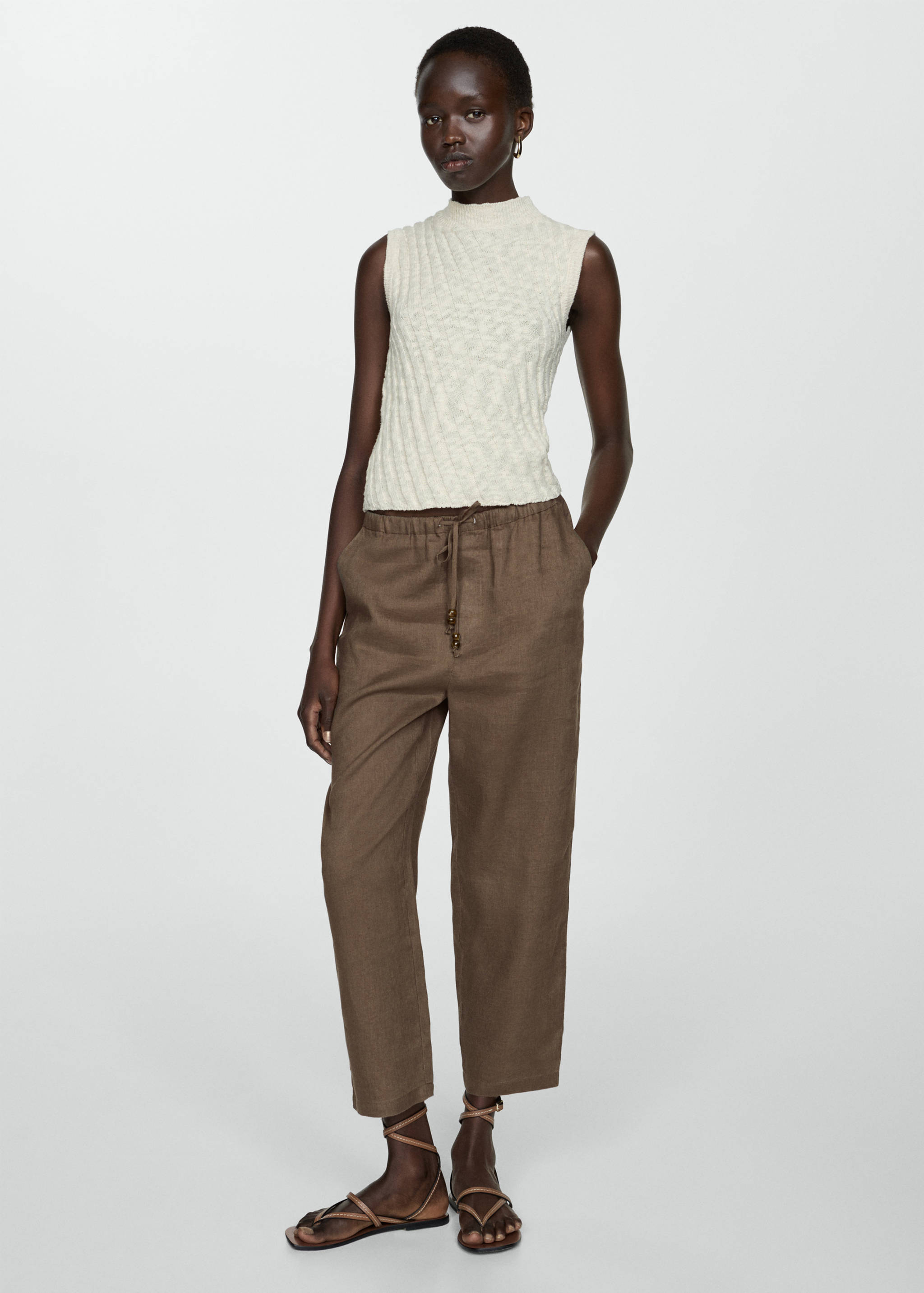 Linen jogger trousers - General plane