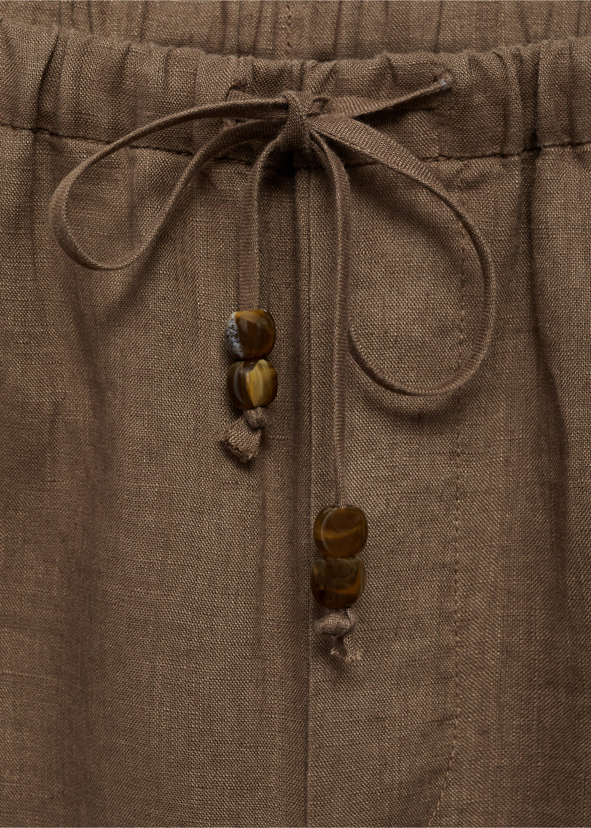 Linen jogger trousers - Details of the article 8, Medium Brown. Ref: 77050332-00.