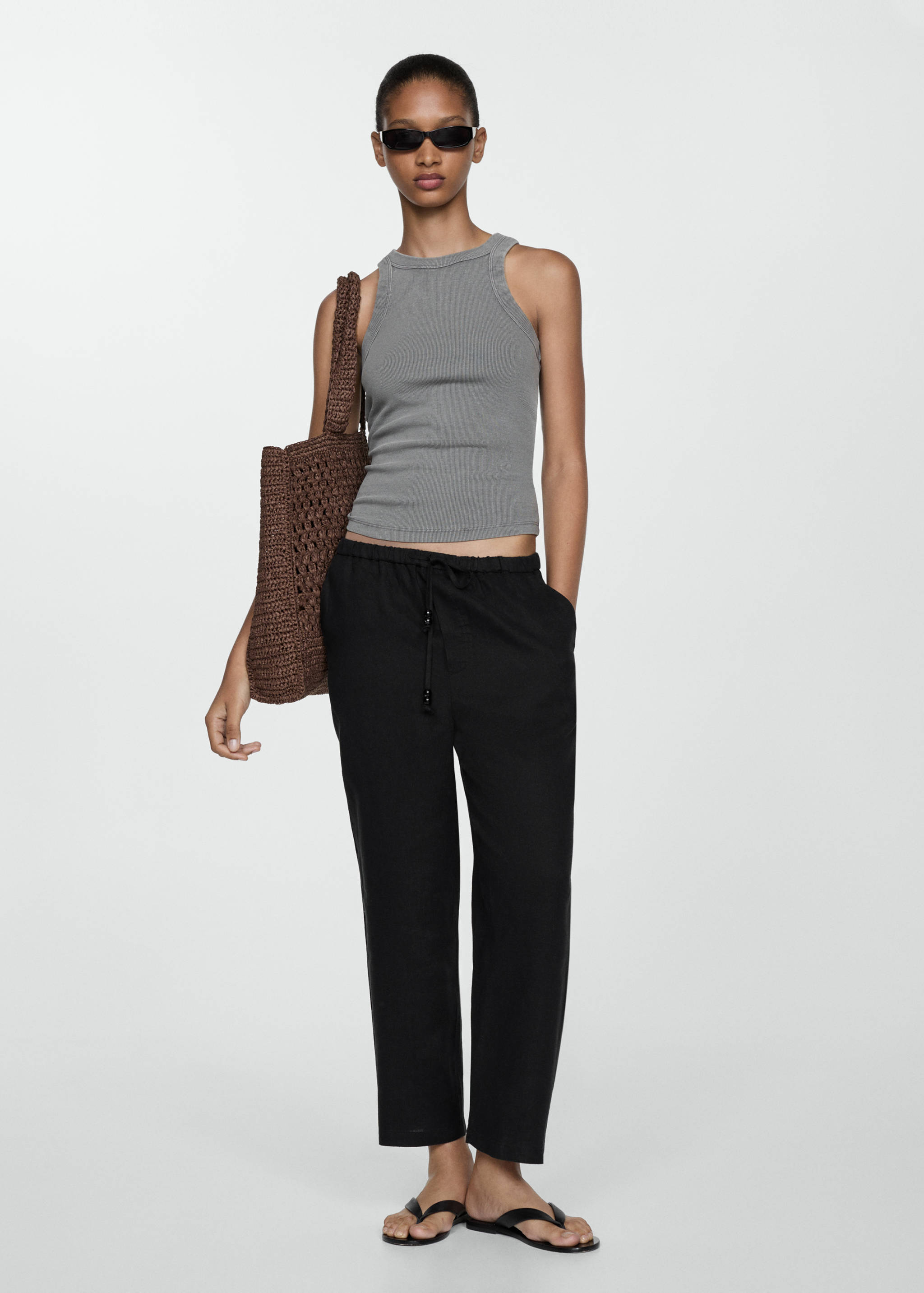 Linen jogger trousers - General plane