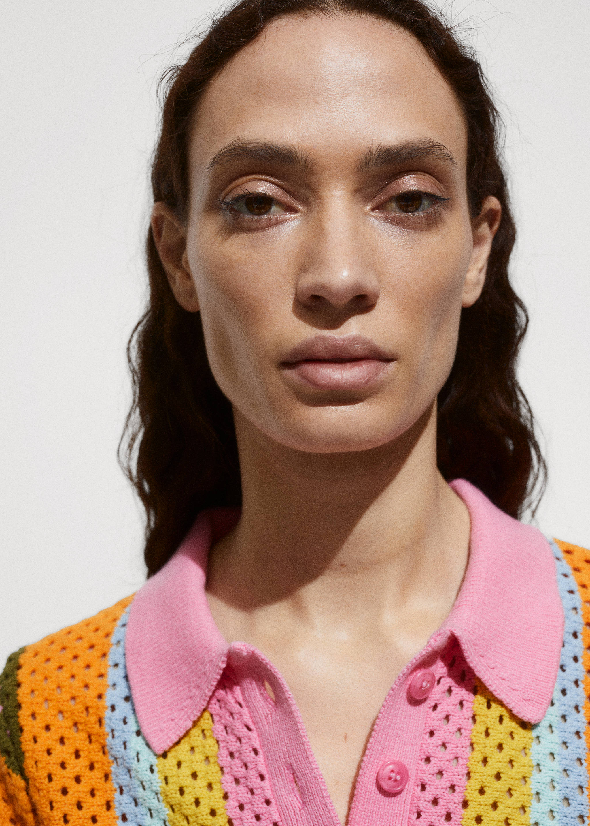 Short-sleeved crochet polo shirt - Details of the article 1