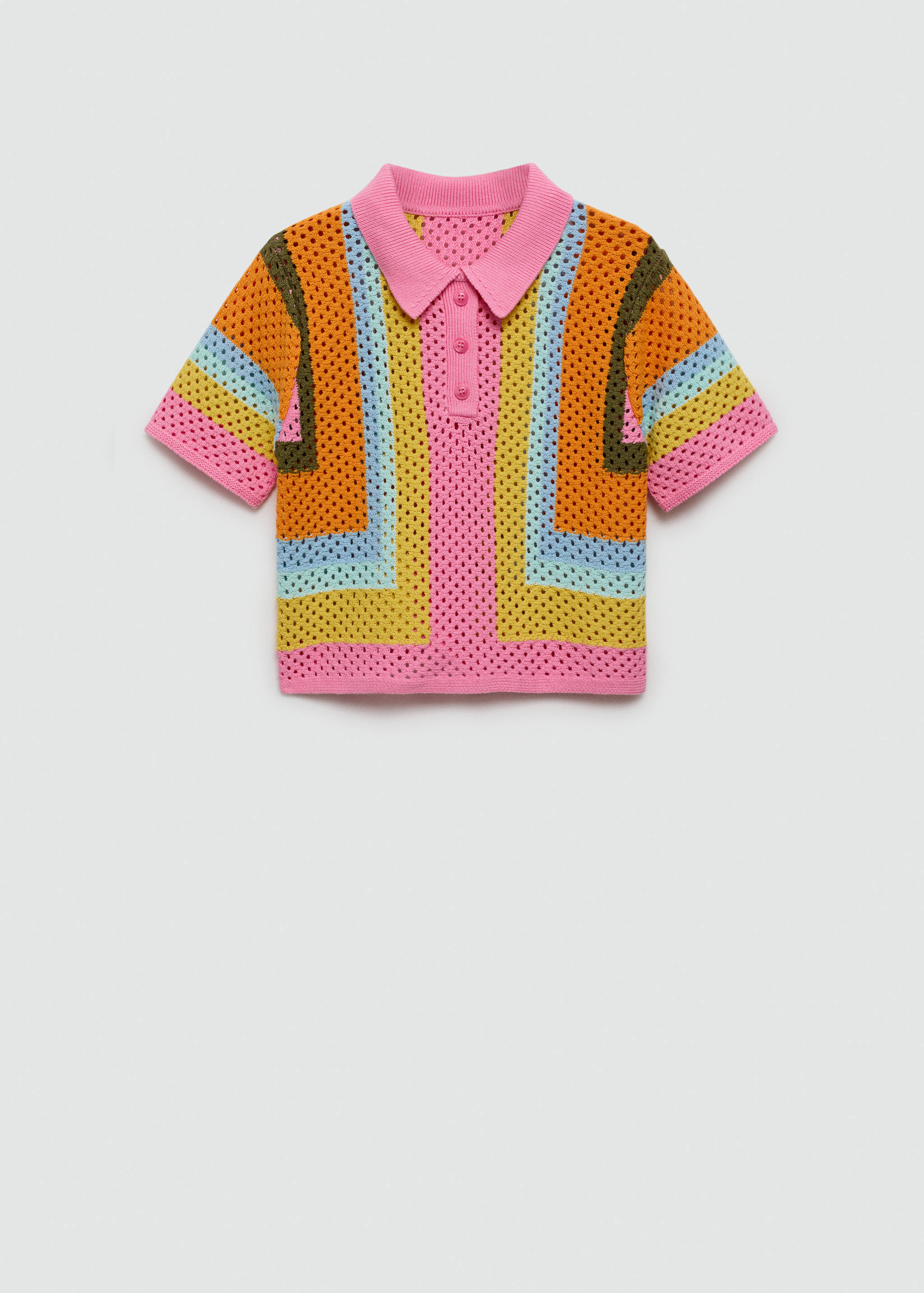 Short-sleeved crochet polo shirt - Article without model