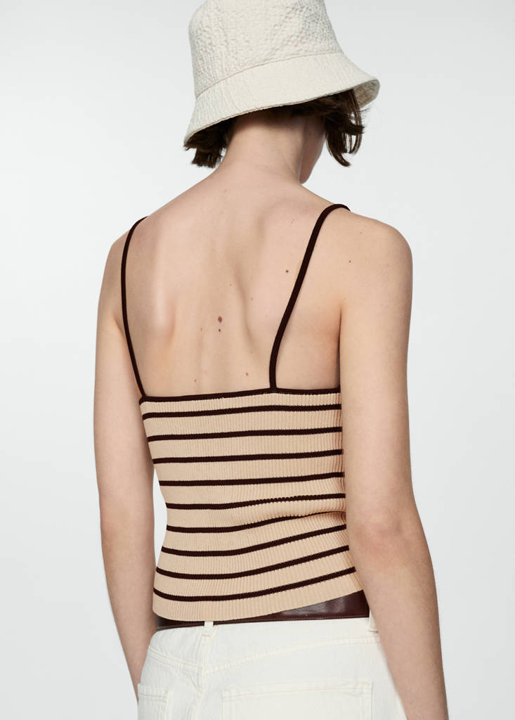 Ribbed top with thin straps — Sand