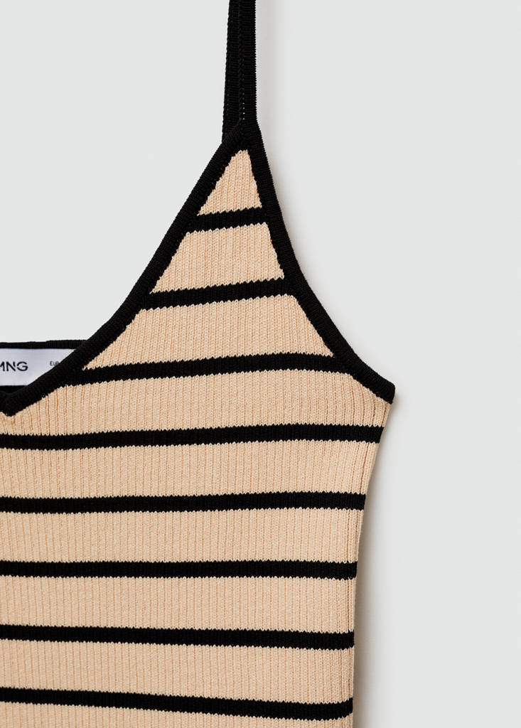 Ribbed top with thin straps — Sand