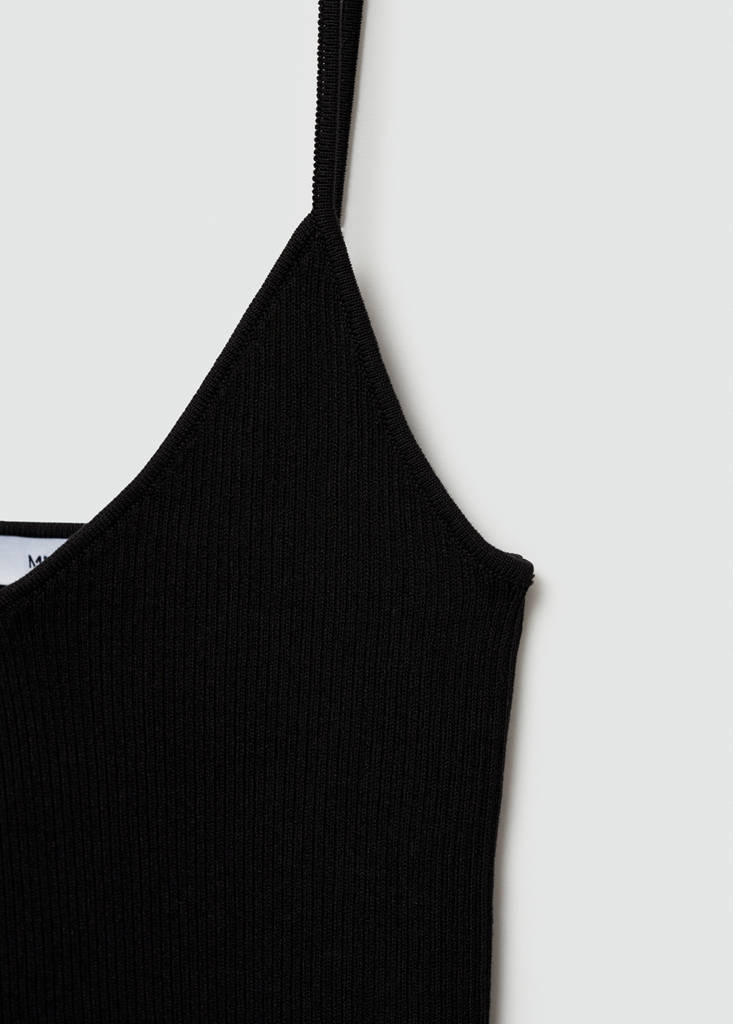 Ribbed top with thin straps — Black