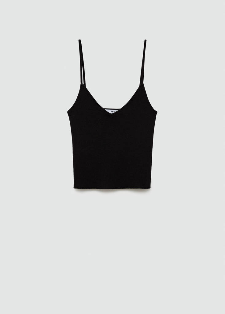 Ribbed top with thin straps — Black