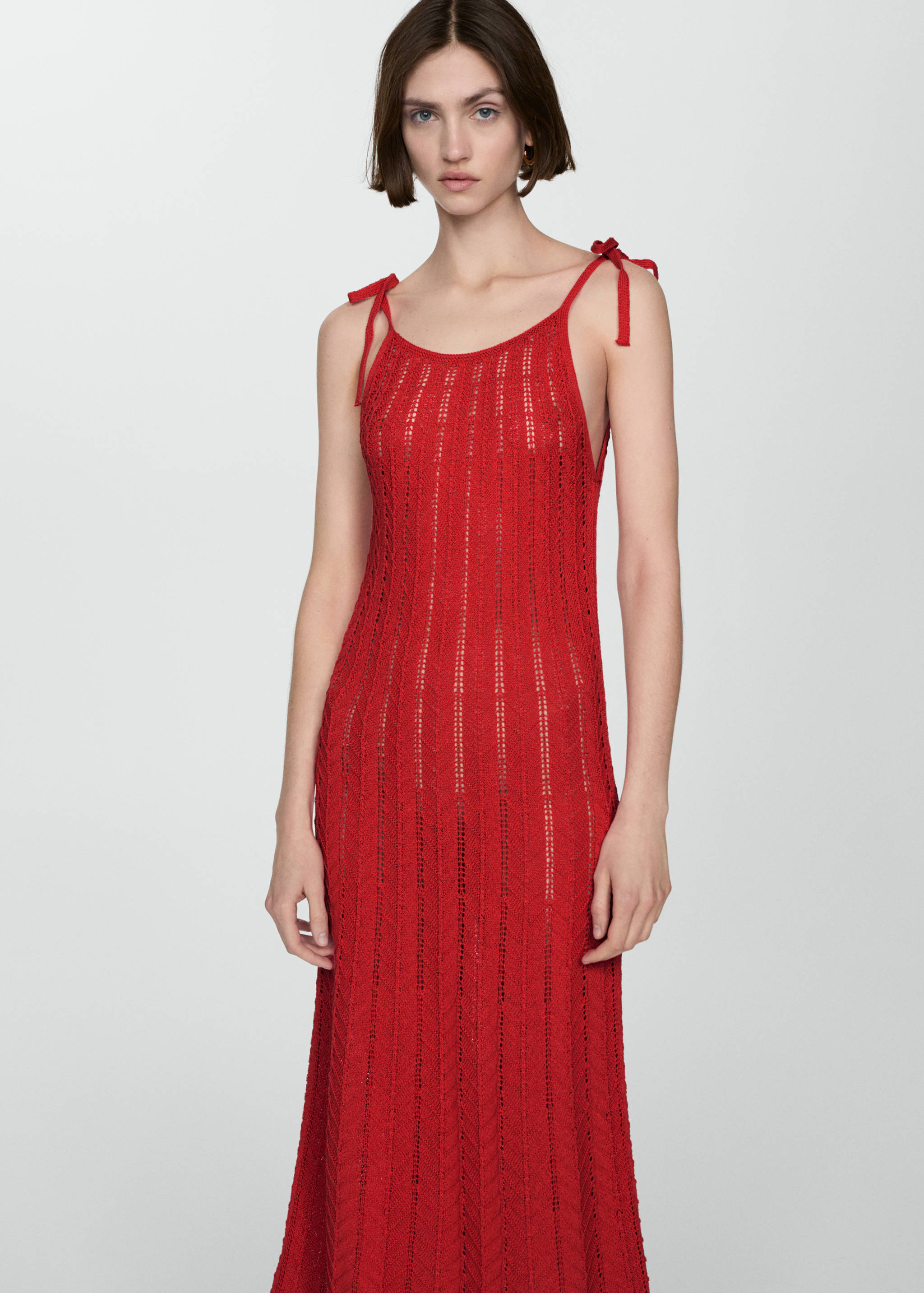 Openwork knitted dress with knots - Medium plane