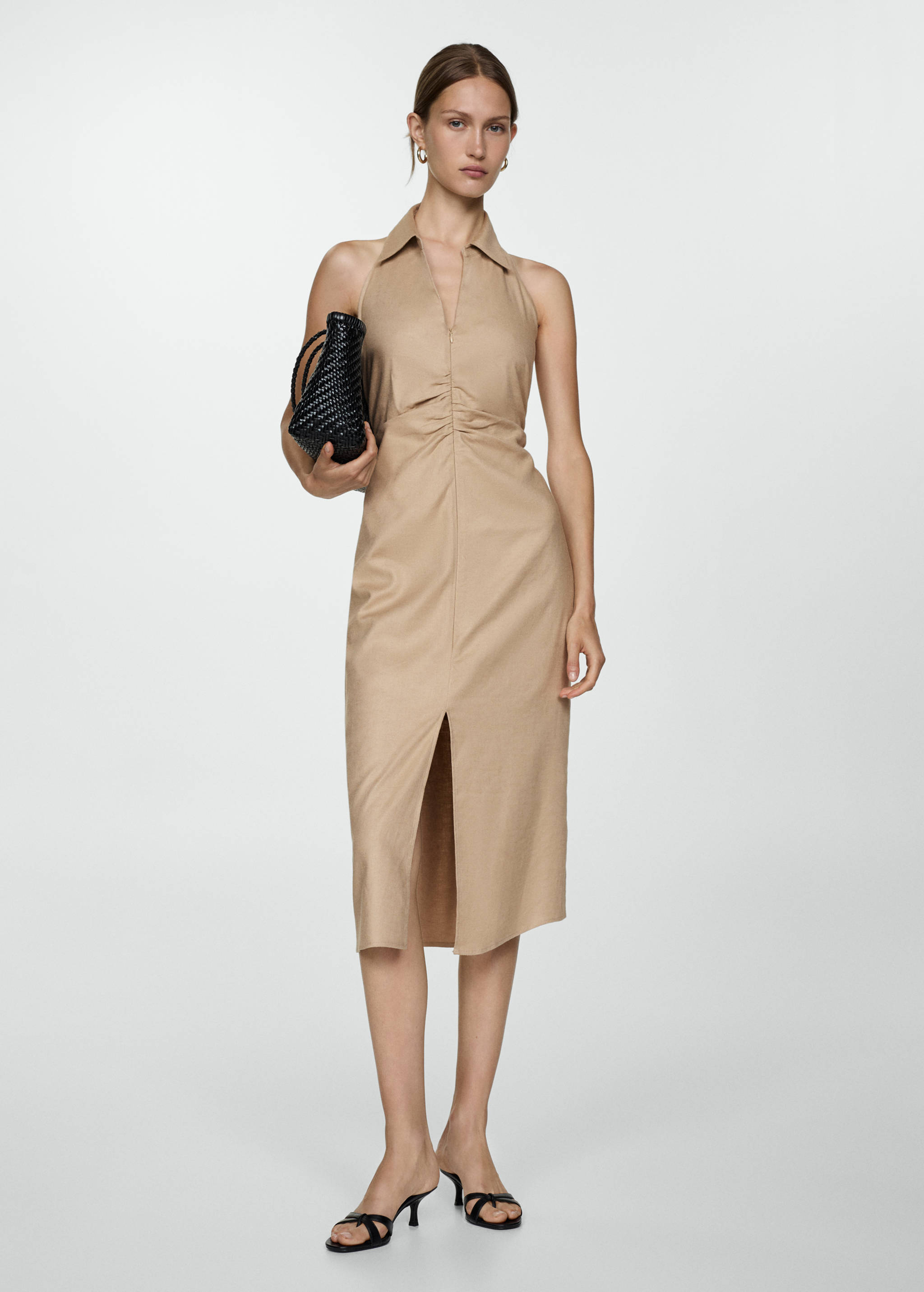 Polo-neck dress with opening - General plane