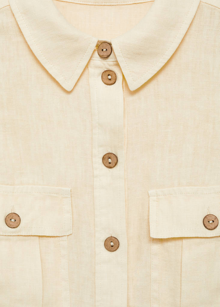 Linen-blend shirt dress — Pastel Yellow