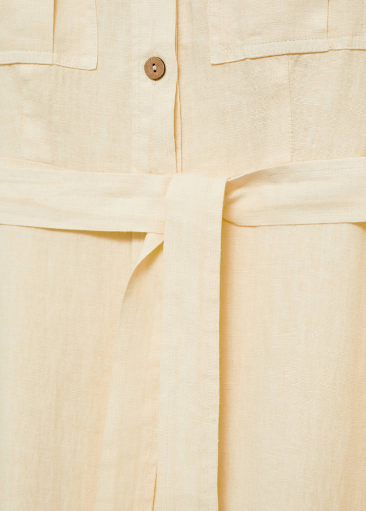 Linen-blend shirt dress — Pastel Yellow
