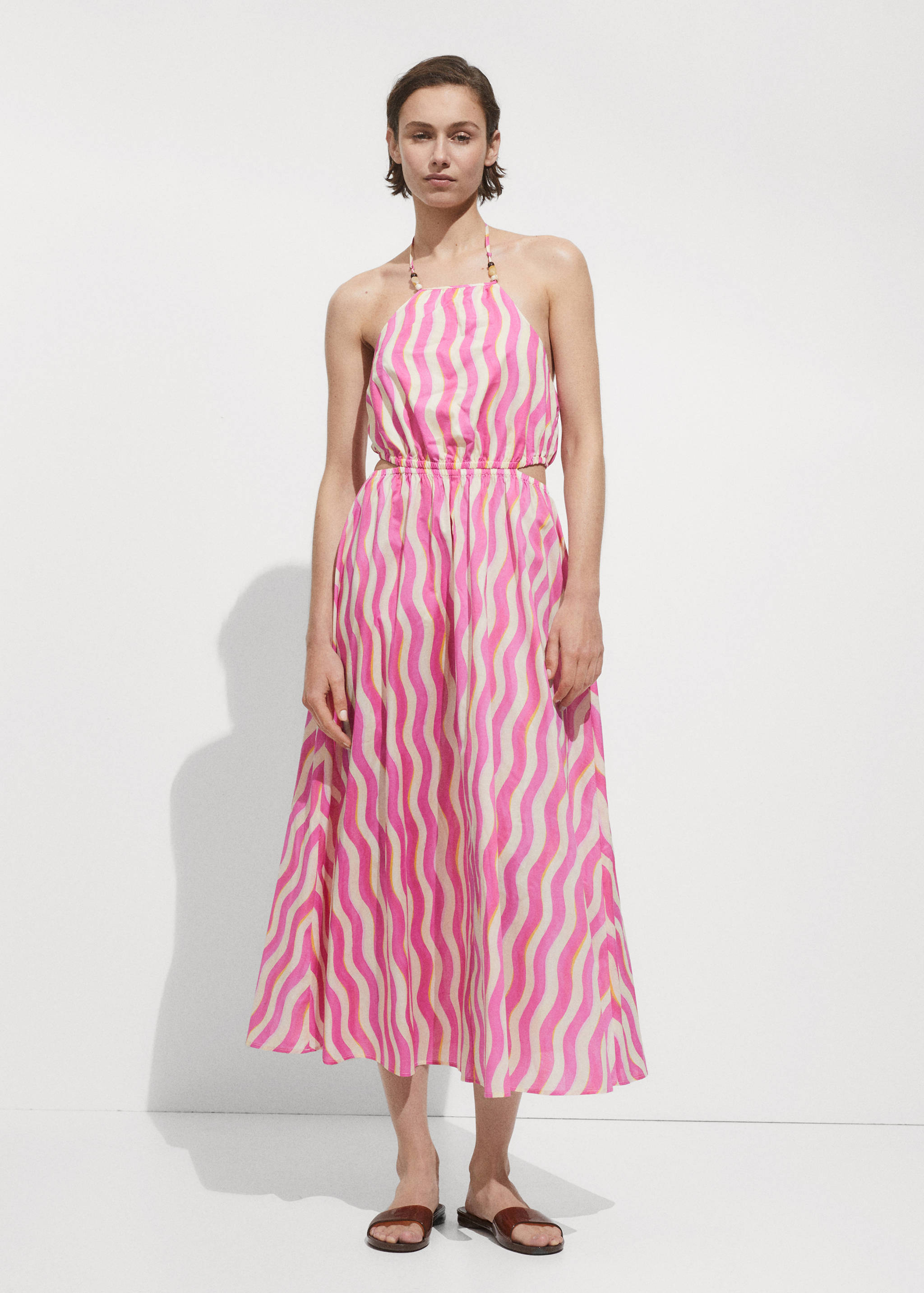 Printed dress with openings - General plane