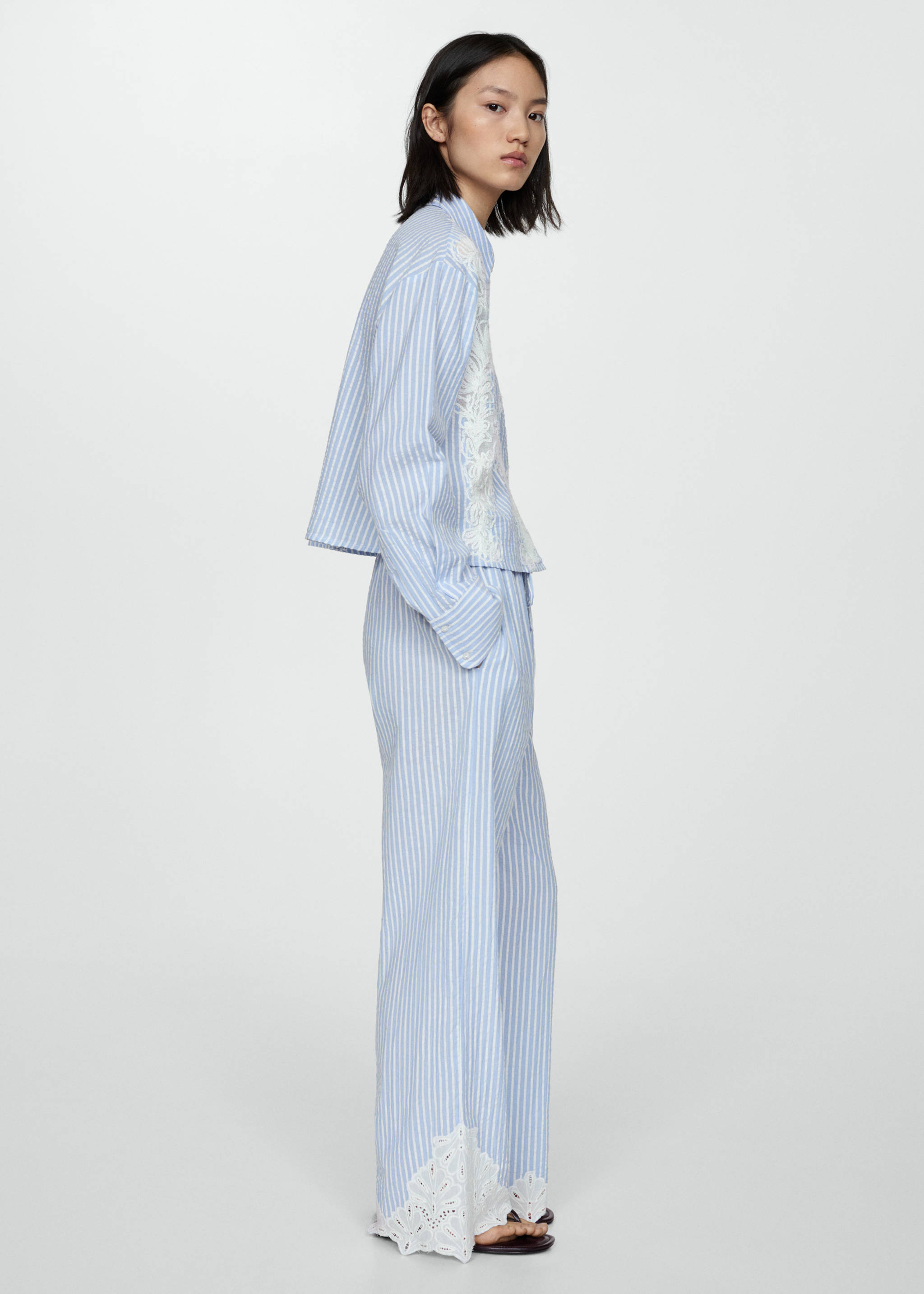 Embroidered striped trousers - General plane