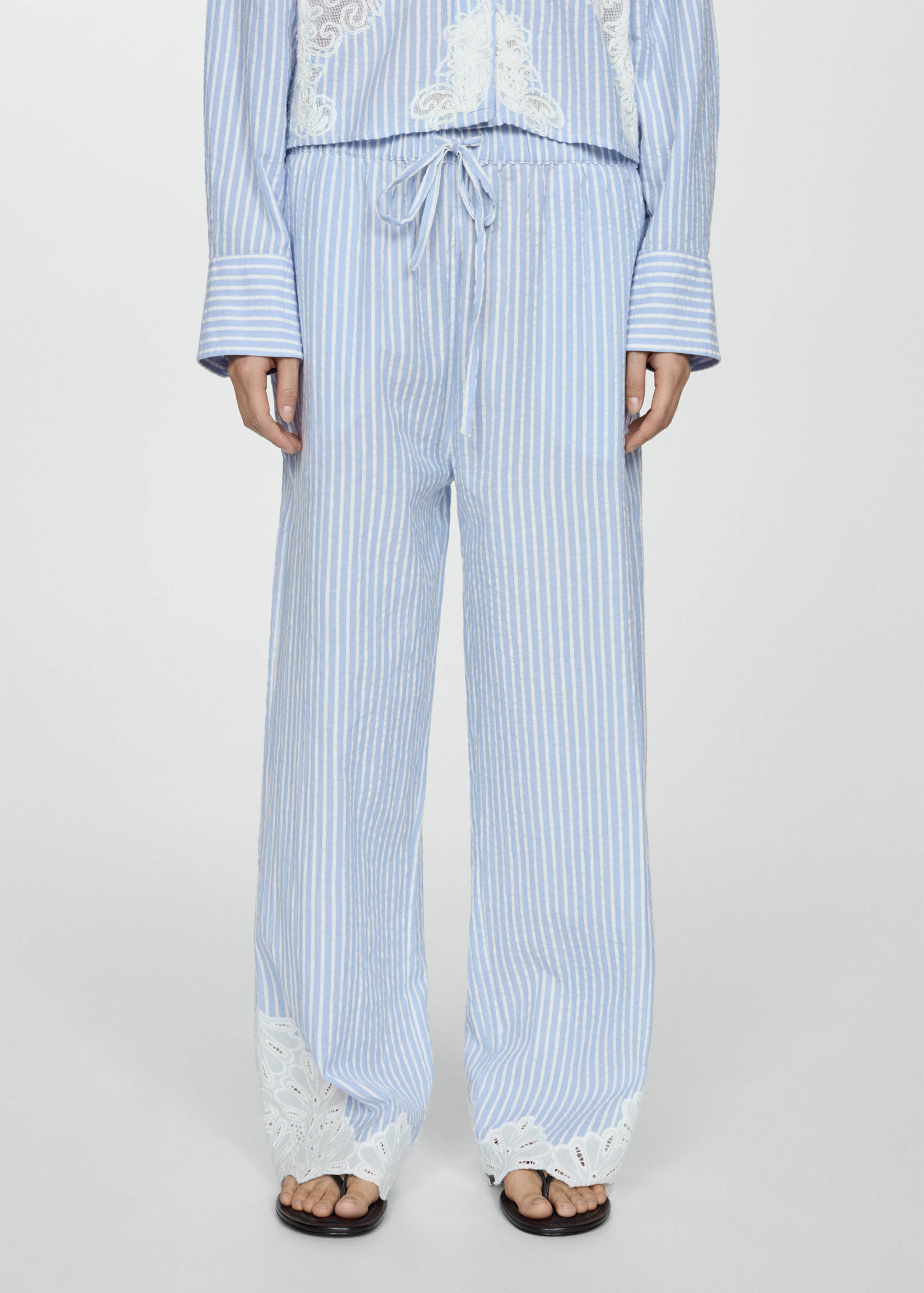 Embroidered striped trousers - Medium plane
