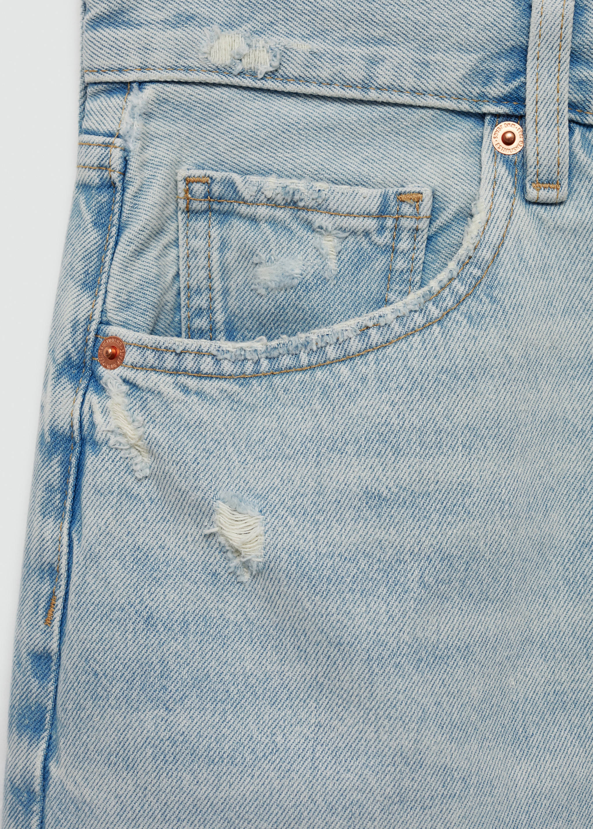 Denim miniskirt with frayed hem - Details of the article 0