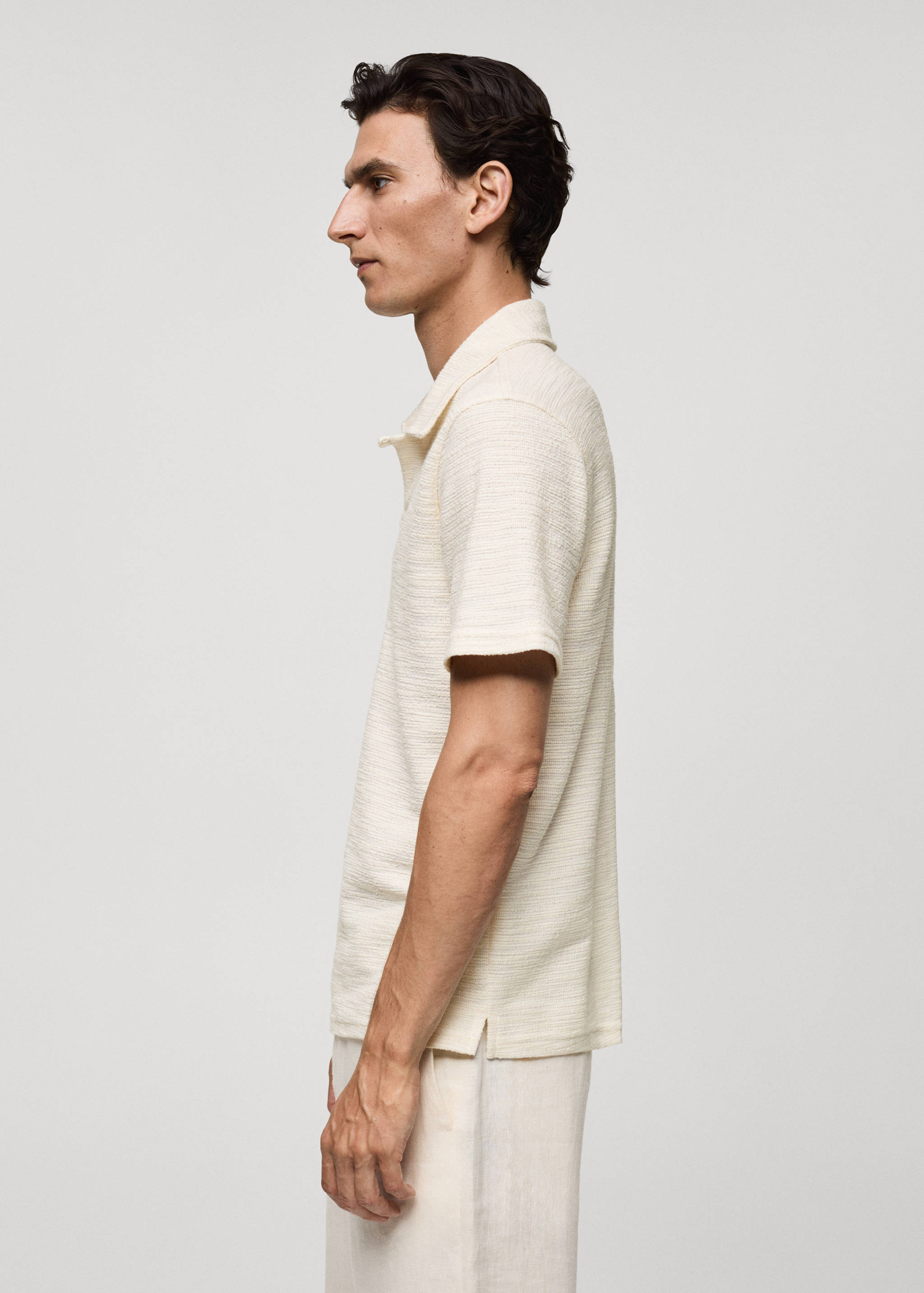 Regular-fit textured knitted polo shirt - Details of the article 2