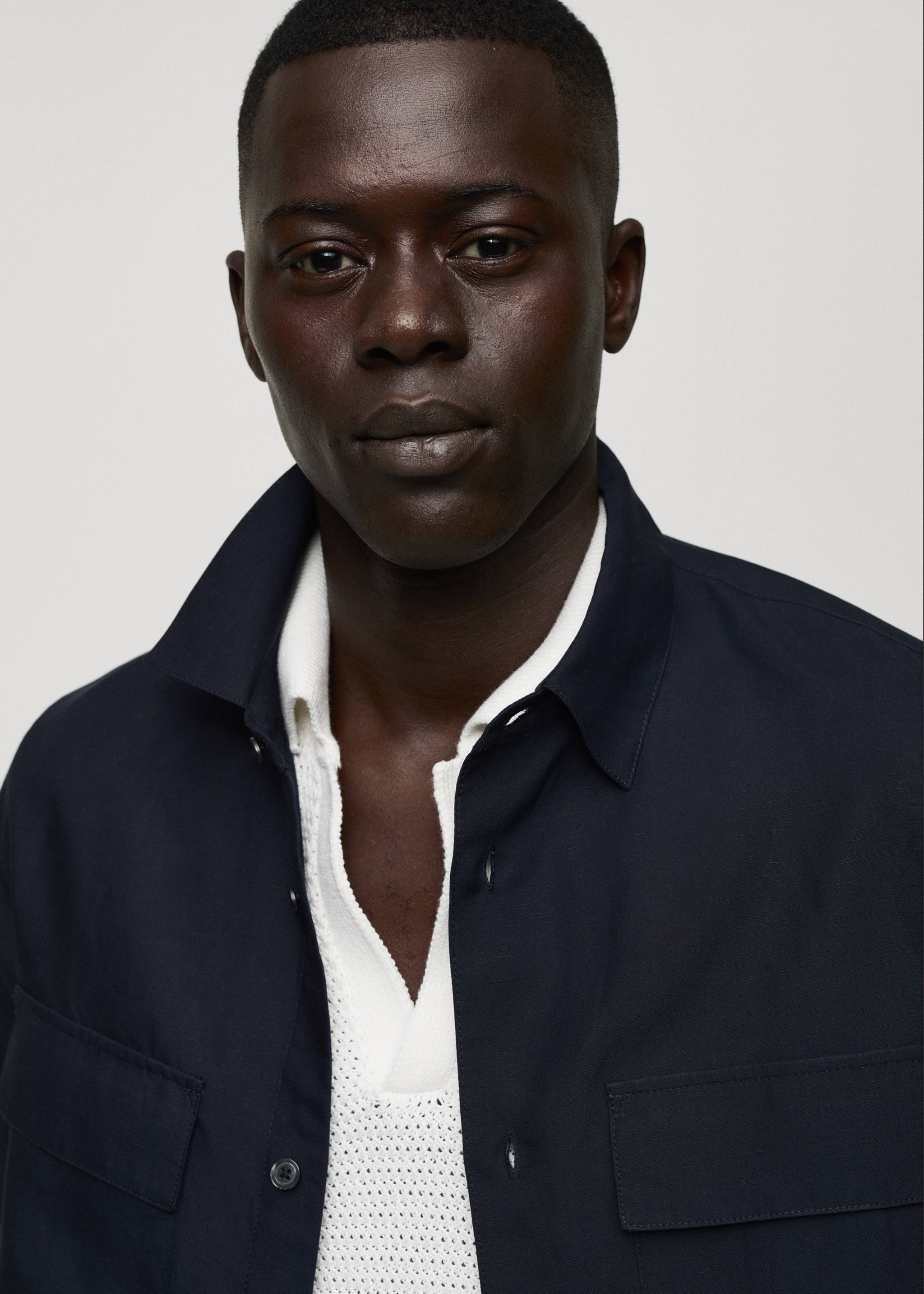 天丝亚麻口袋外套衬衫 - null