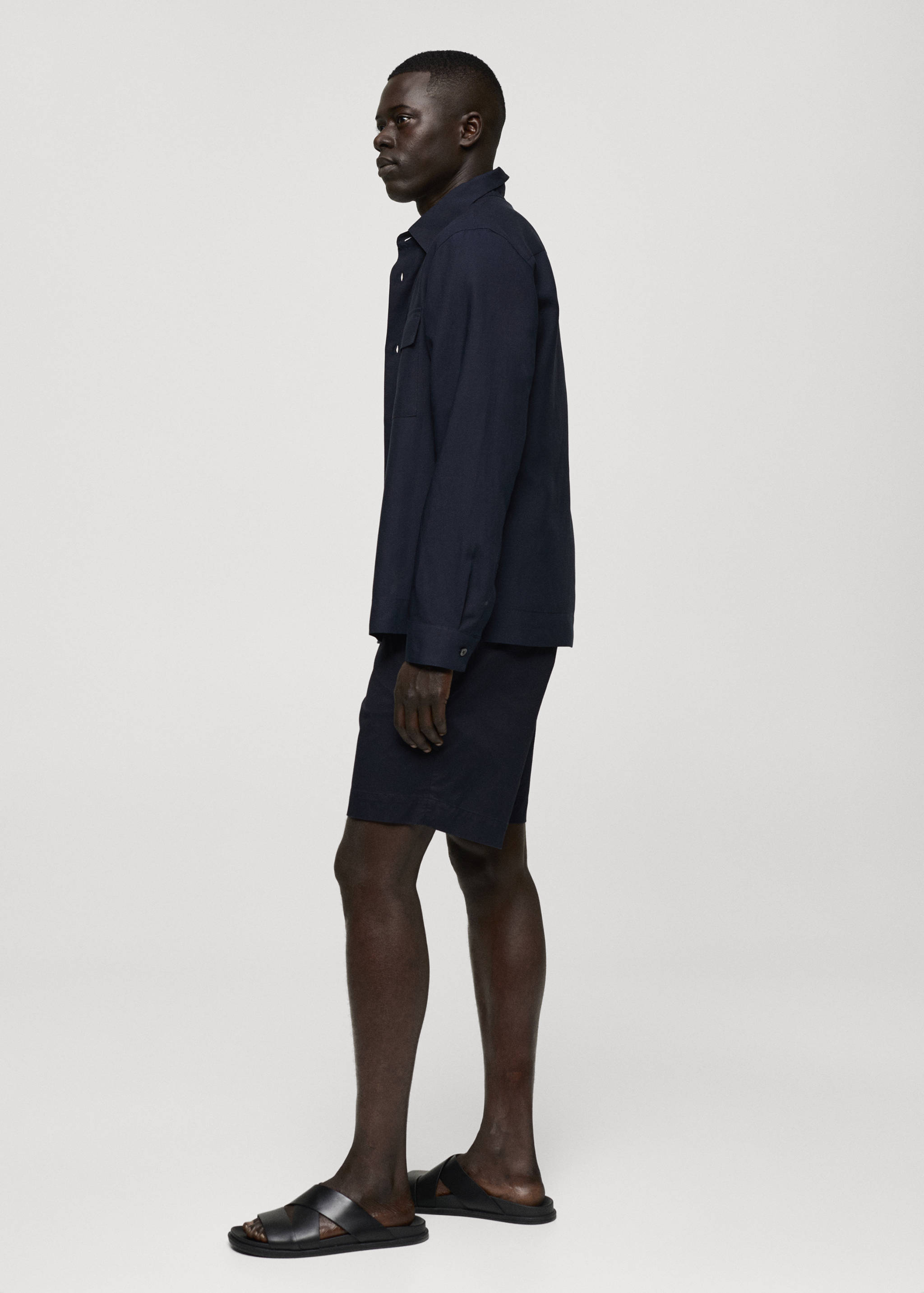 天丝亚麻口袋外套衬衫 - null