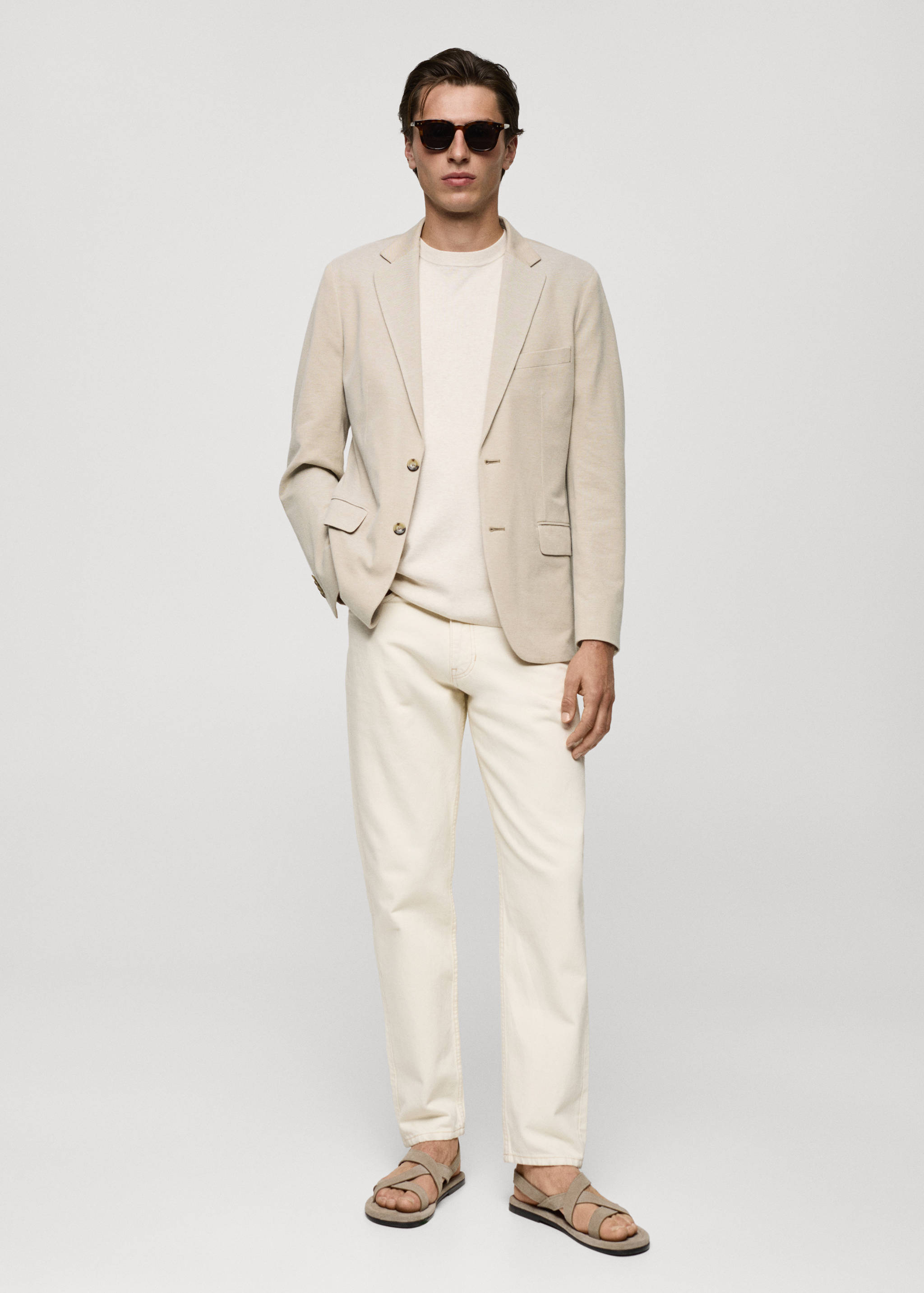 Structured slim fit cotton blazer - General plane