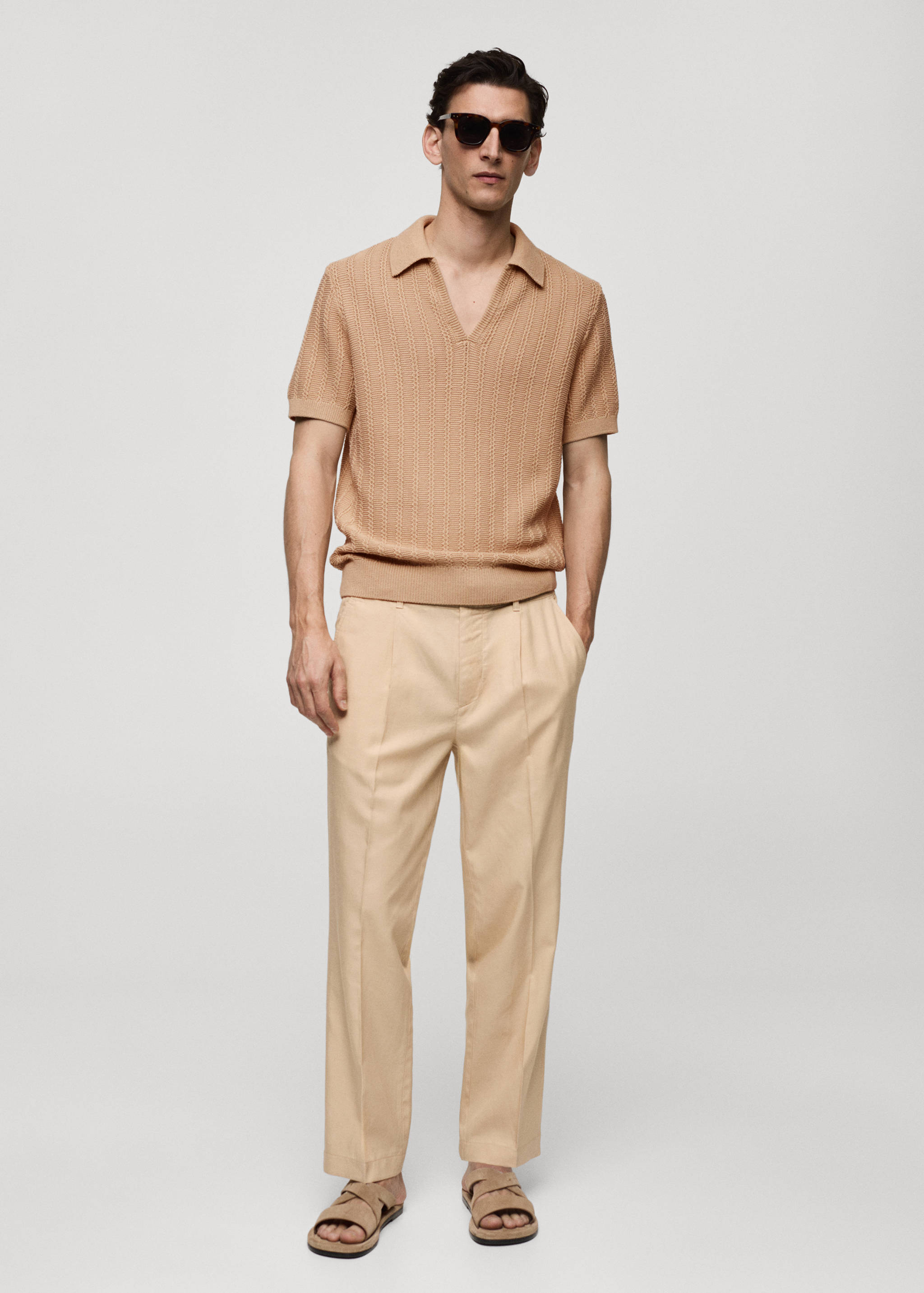 Twisted knitted cotton polo shirt - General plane