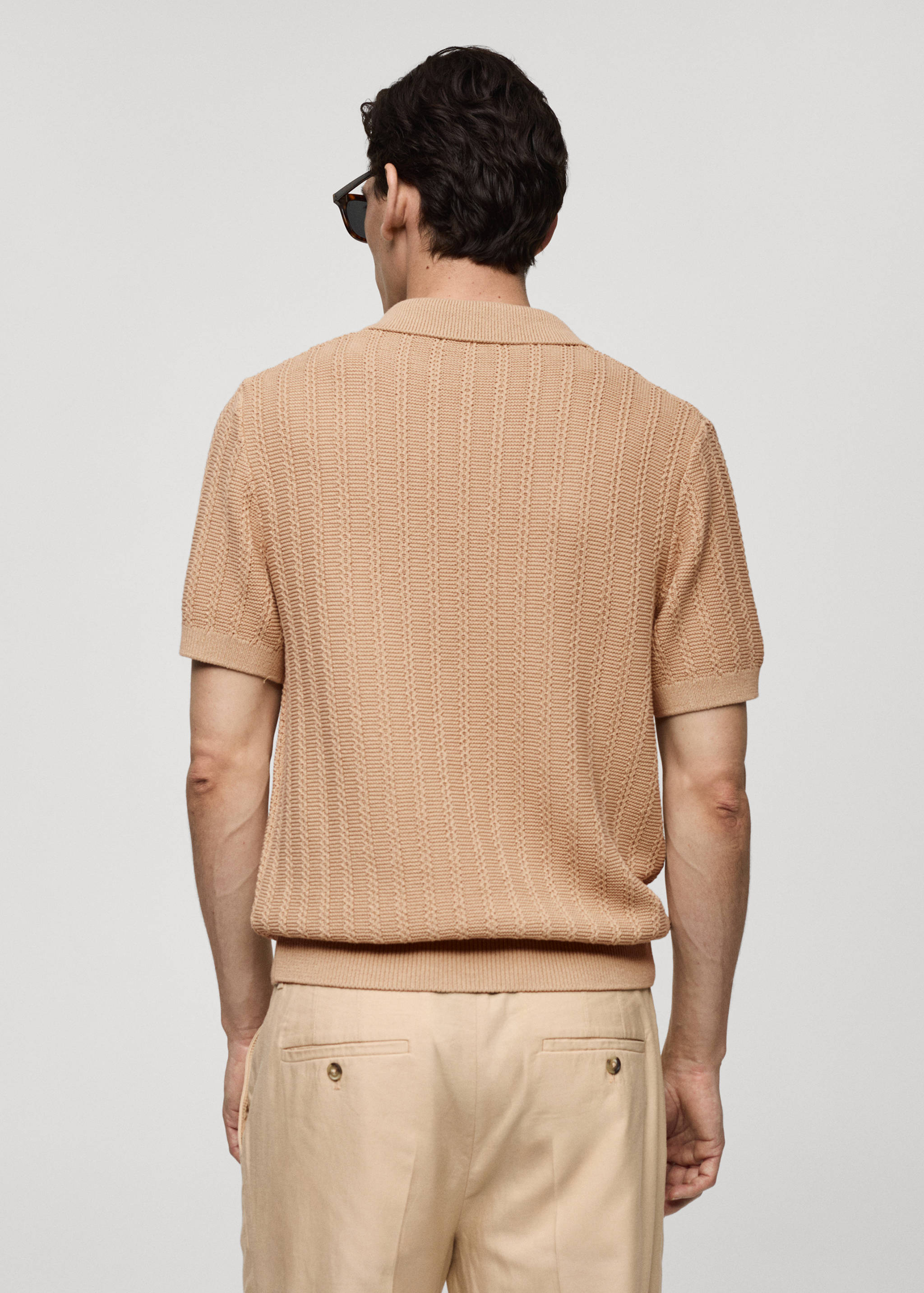 Twisted knitted cotton polo shirt - Reverse of the article