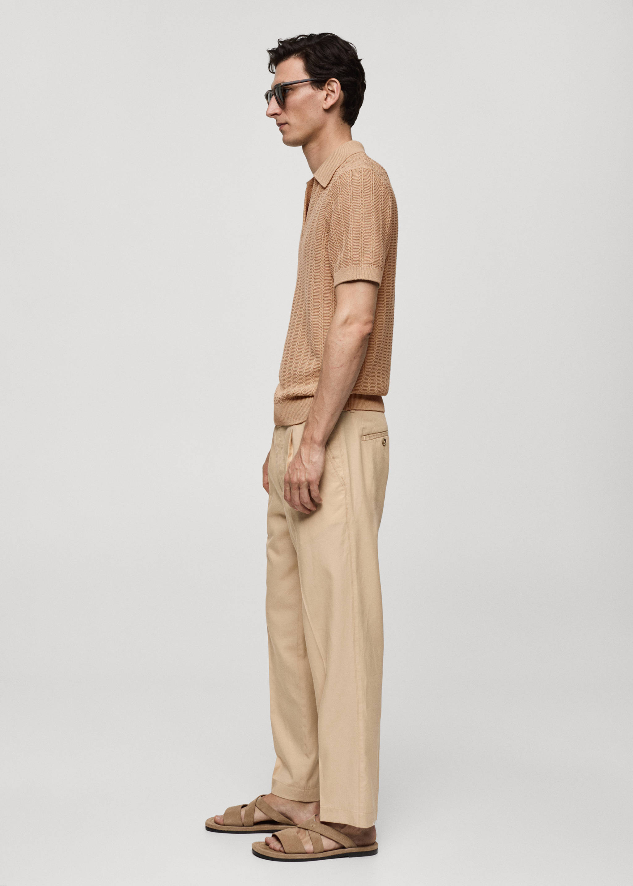 Twisted knitted cotton polo shirt - Details of the article 2