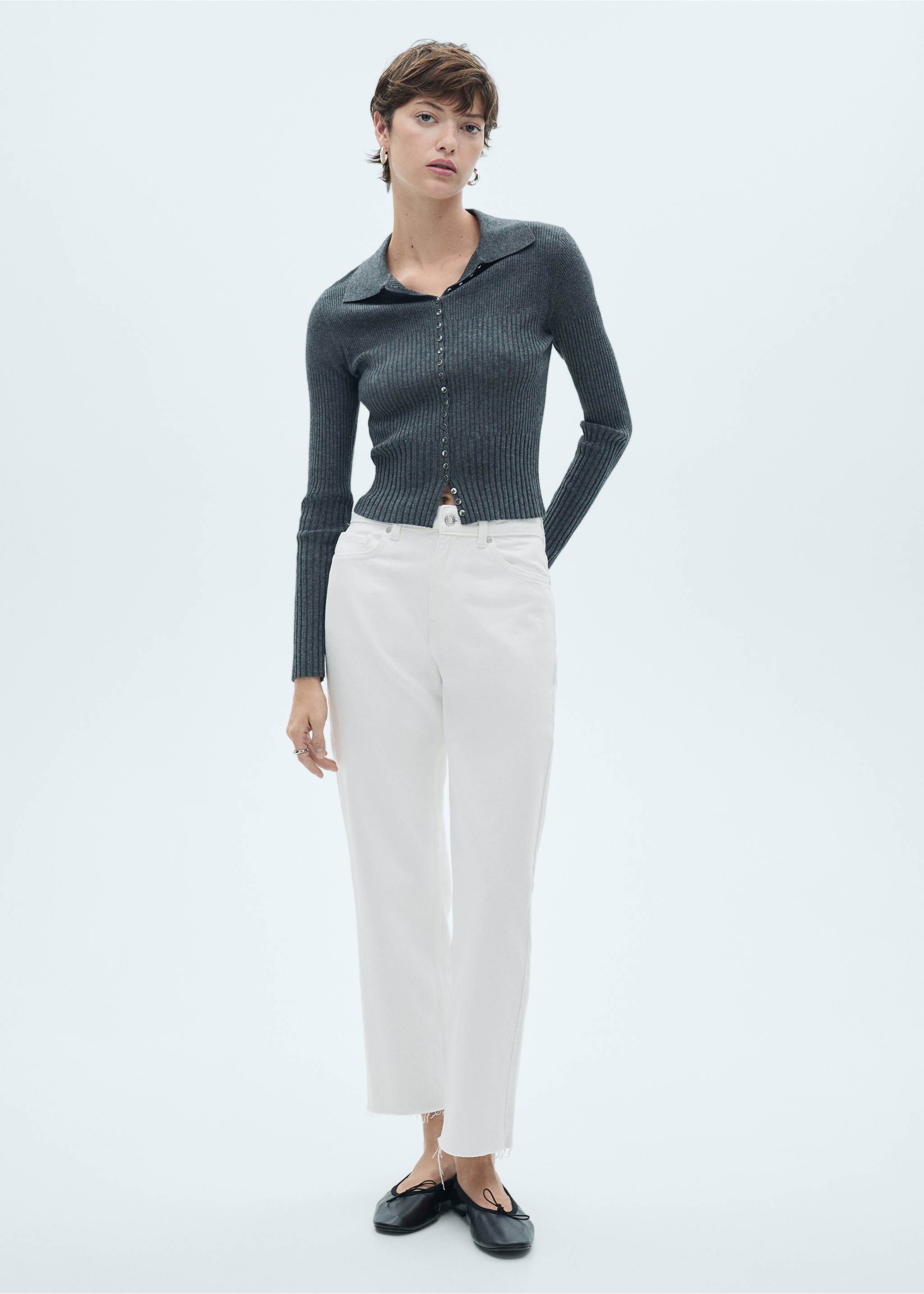 Jeans Blanca rectos crop - Plano general, Blanco. Ref: 77050588-00.