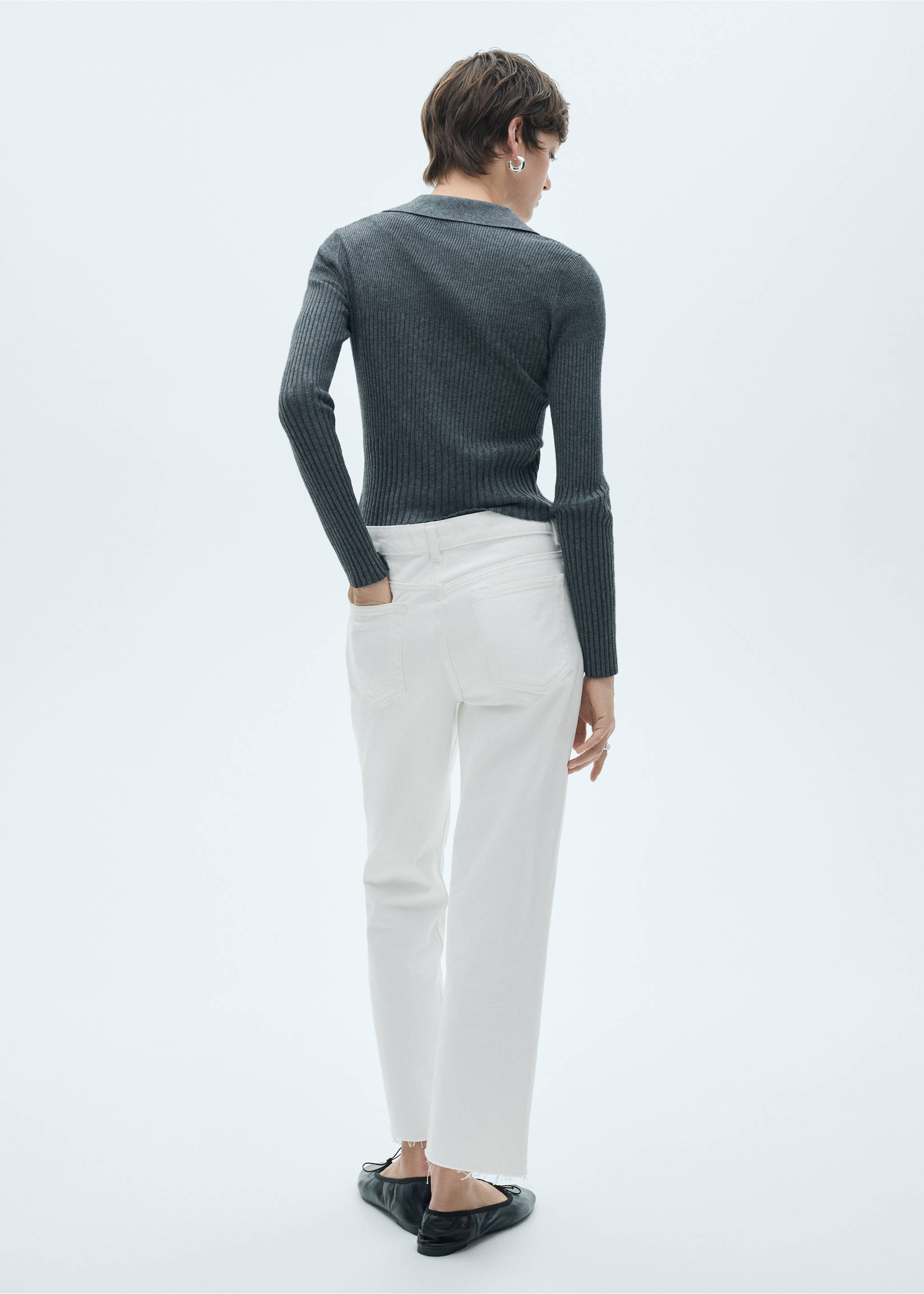 Jeans Blanca rectos crop - Reverso del artículo, Blanco. Ref: 77050588-00.